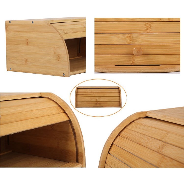 Cutie de Paine, Flippy, din Lemn de Bambus, Multifunctionala, 40 x 27 x 17.3 cm, Natur