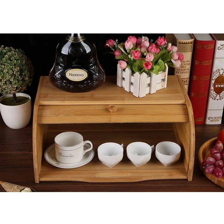 Cutie de Paine, Flippy, din Lemn de Bambus, Multifunctionala, 40 x 27 x 17.3 cm, Natur