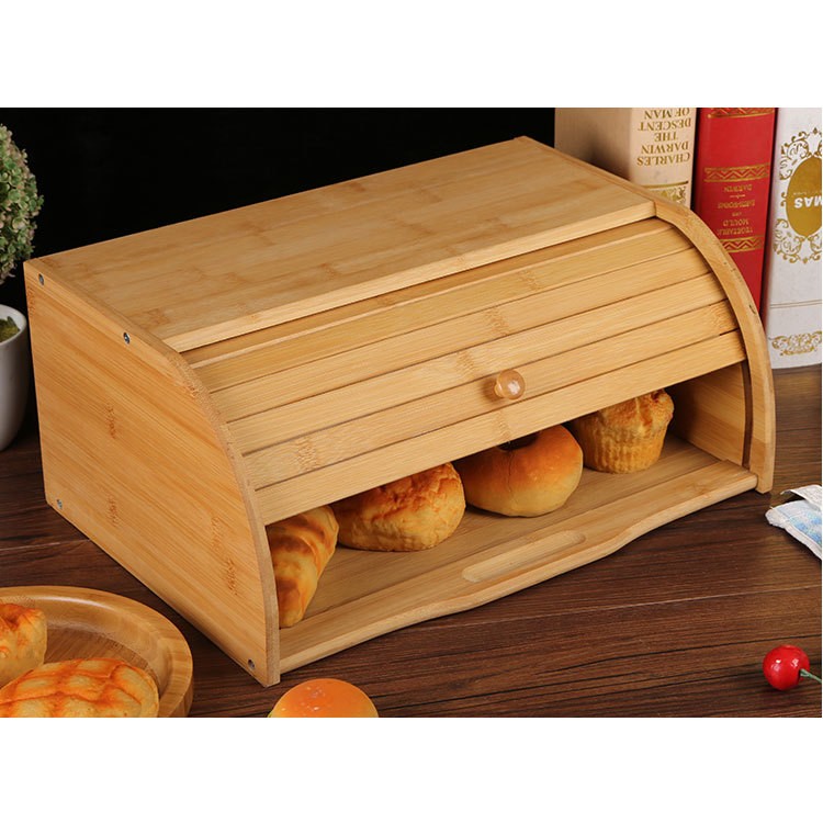 Cutie de Paine, Flippy, din Lemn de Bambus, Multifunctionala, 40 x 27 x 17.3 cm, Natur