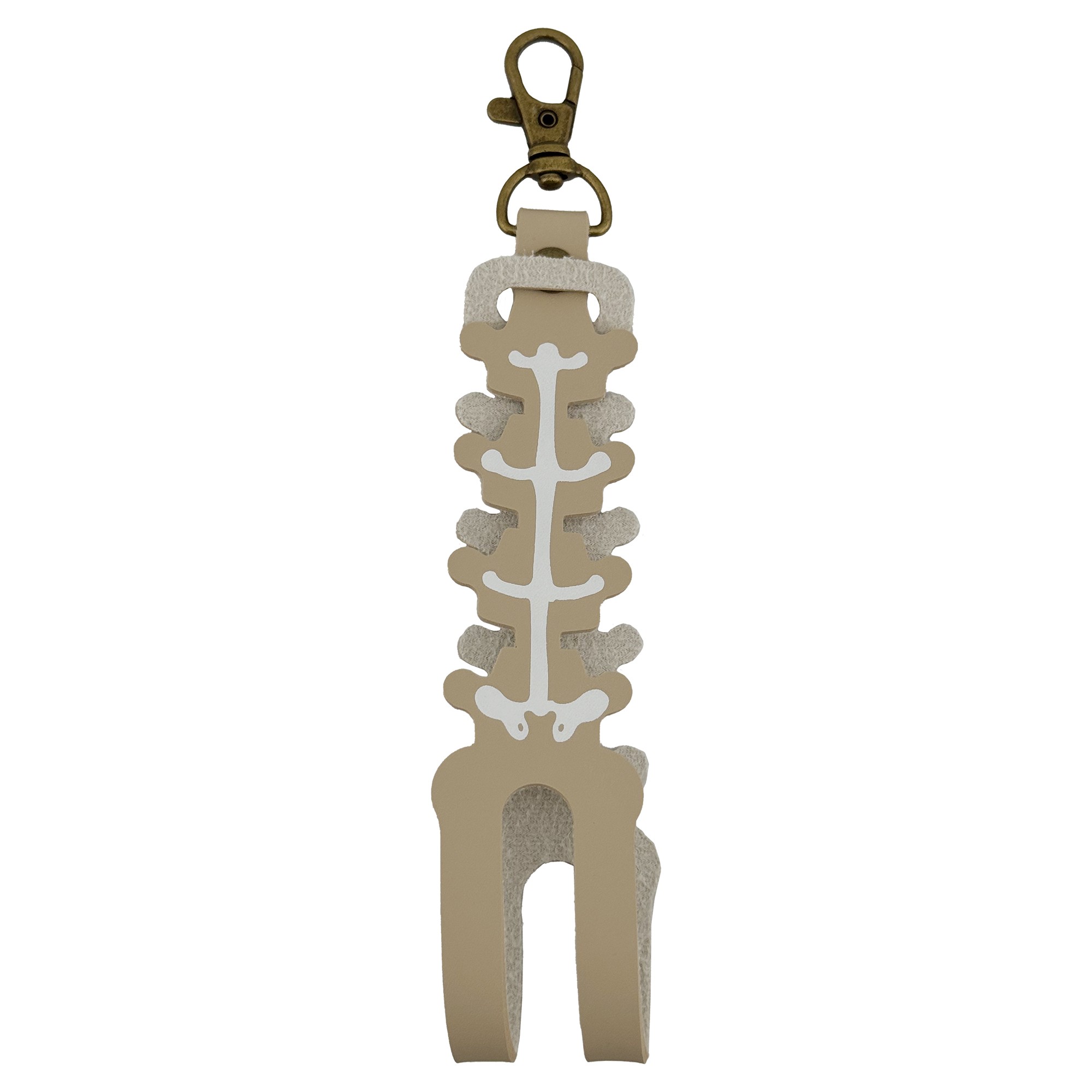 Husa pentru Kendama, Flippy, tip Pandativ/Breloc, Imprimeu Skull, din Piele Ecologica, 26 x 3.2 cm, Bej deschis