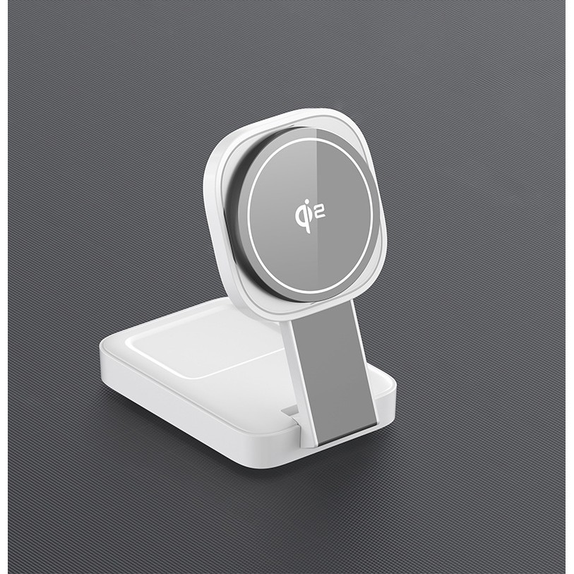 Statie de Incarcare MagSafe 3 in 1, Flippy, Magnetica Wireles Charger, Compatibil cu Apple iPhone, iWatch, AirPods, New Design, Max 23W, 11 x 6.5 x 2.9 cm Alb Ivory