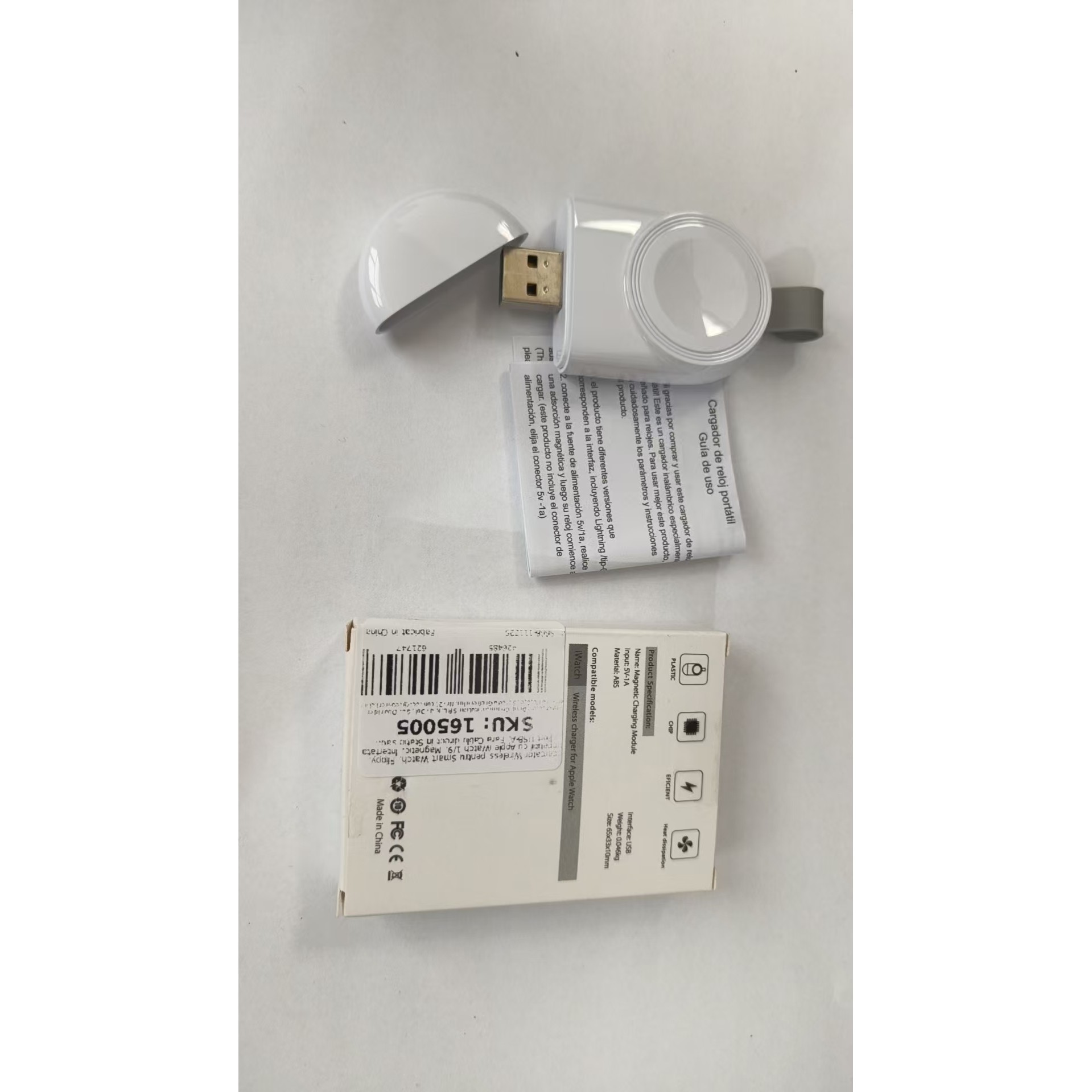 Incarcator Wireless pentru Smart Watch, Flippy, Compatibil cu Apple iWatch 1/9, Magnetic, Interfata Port USB-A, Fara Cablu direct in Statie sau Calculator, Negru