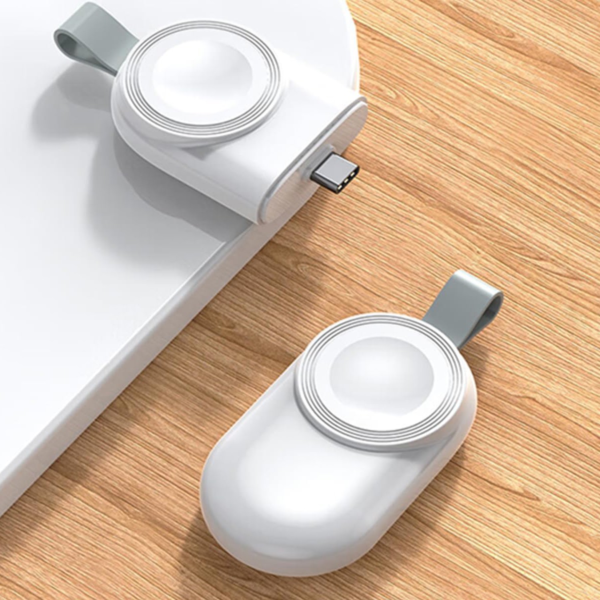 Incarcator Wireless pentru Smart Watch, Flippy, Compatibil cu Apple iWatch 1/9, Magnetic, Interfata TYPE-C, Fara Cablu direct in Statie sau Calculator, Alb