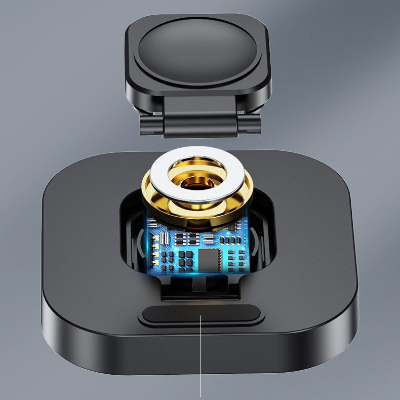 Incarcator Wireless pentru Smart iWatch, Flippy, Compatibil cu Apple iWatch 1/9, Magnetic Charger, Interfata TYPE-C, 3W, 7.5 x 7.5 x 1.2 cm, Pliabil, Negru