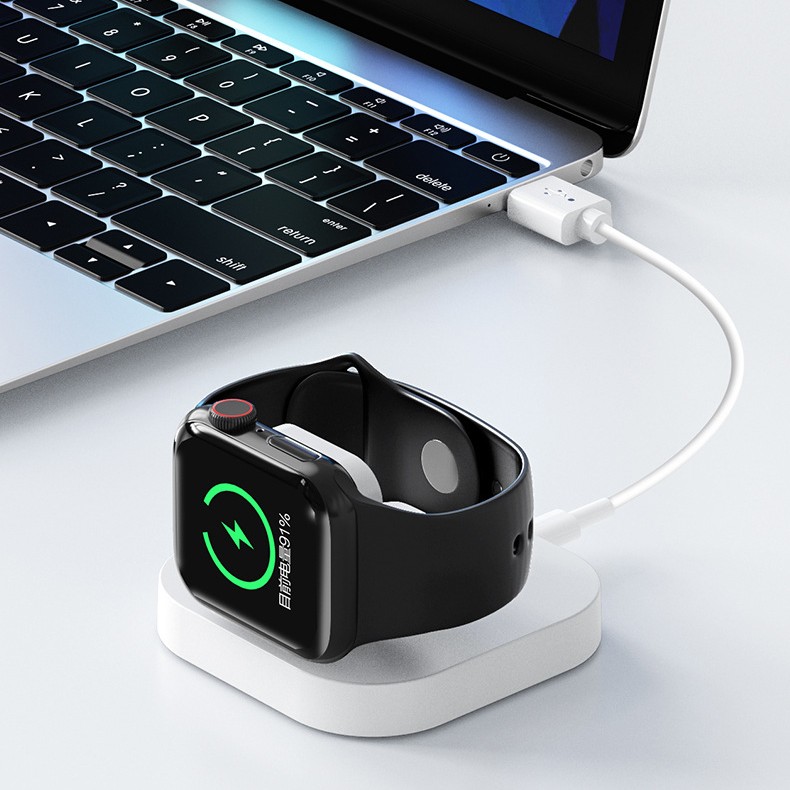 Incarcator Wireless pentru Smart iWatch, Flippy, Compatibil cu Apple iWatch 1/9, Magnetic Charger, Interfata TYPE-C, 3W, 7.5 x 7.5 x 1.2 cm, Pliabil, Alb