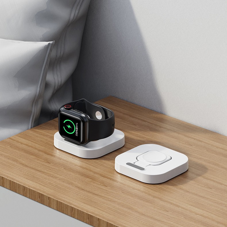 Incarcator Wireless pentru Smart iWatch, Flippy, Compatibil cu Apple iWatch 1/9, Magnetic Charger, Interfata TYPE-C, 3W, 7.5 x 7.5 x 1.2 cm, Pliabil, Alb