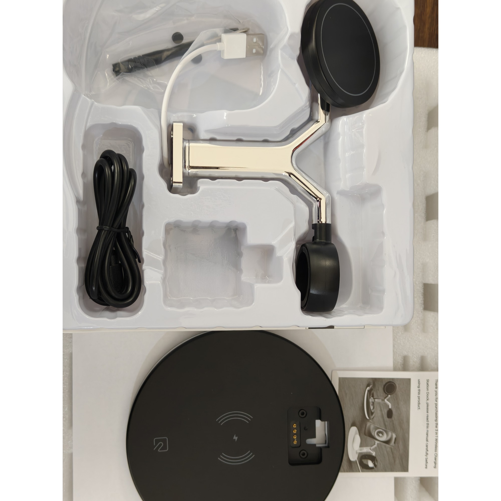 Statie de Incarcare 3 in 1, Flippy, Incarcator MagSafe Wireles Charger, Compatibil cu Apple iPhone, iWatch, AirPods, New Design, Max 25W, 14 x 14 x 10 cm, Negru