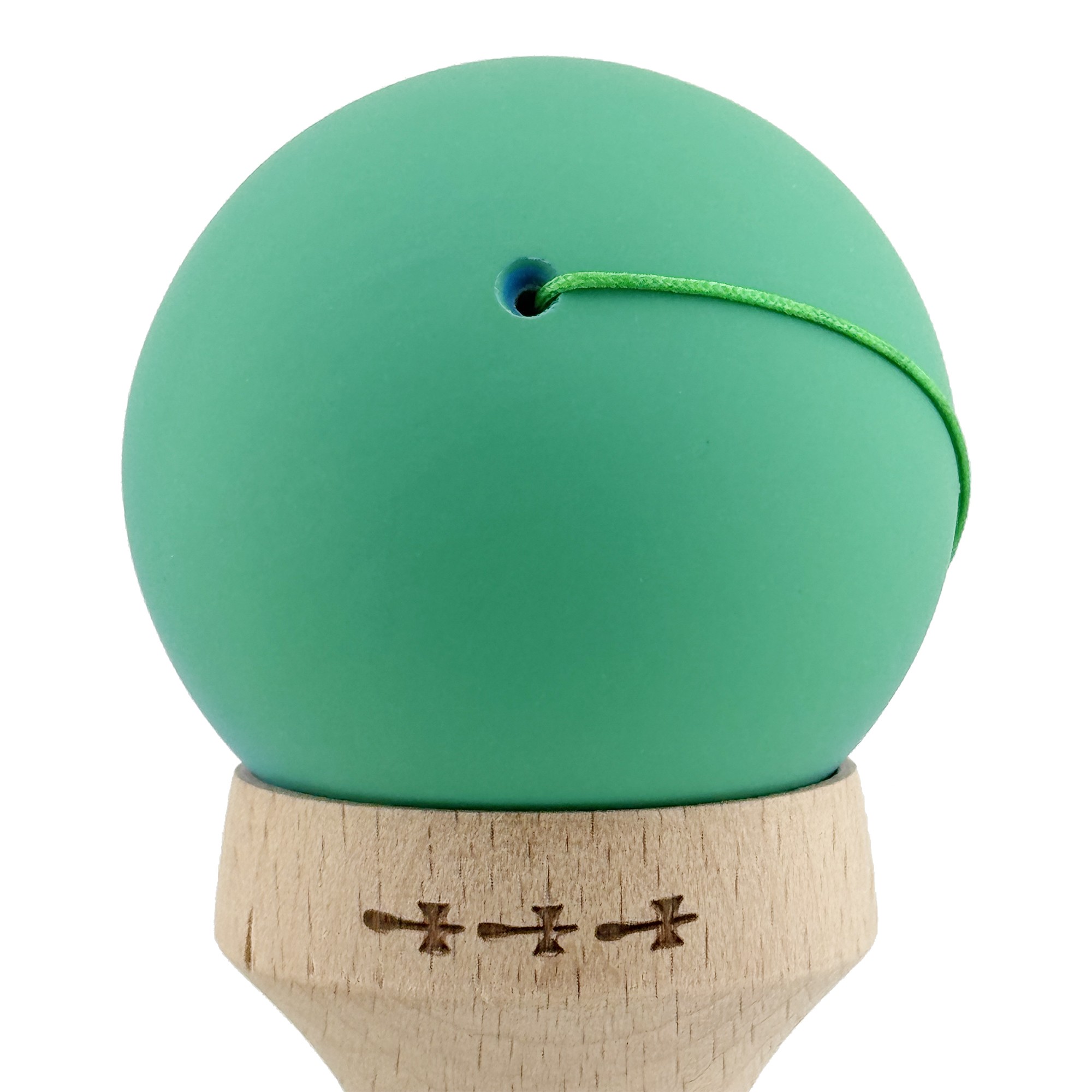 Kendama X Originala, Profesionala, Flippy, Cupe Mari KING SIZE V3, Rubber Grip, Gaura in Baza, Rulment Metalic, din lemn 18 cm, Ata 55 cm, Gradient Verde/Albastru