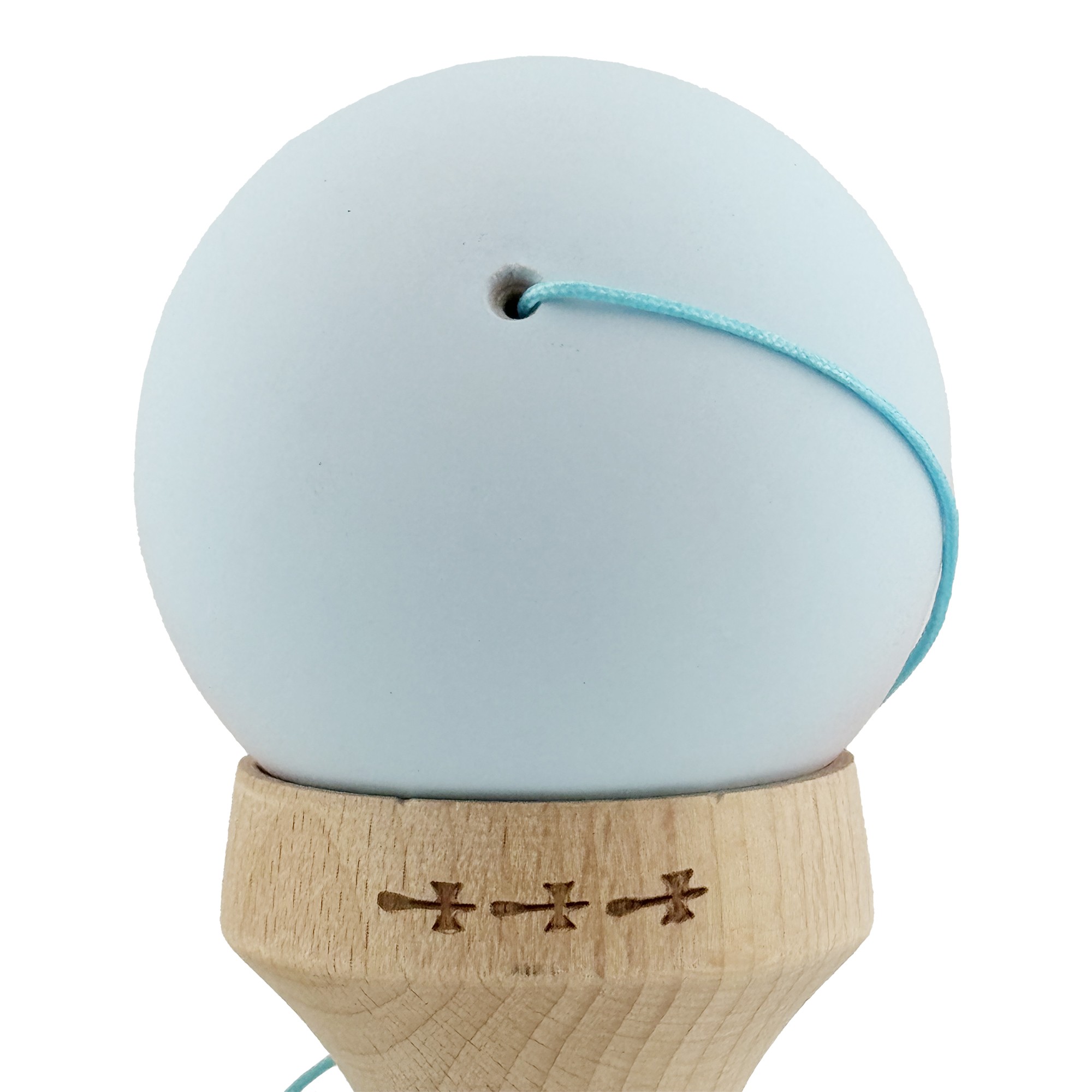 Kendama X Originala, Profesionala, Flippy, Cupe Mari KING SIZE V3, Rubber Grip, Gaura in Baza, Rulment Metalic, din lemn 18 cm, Ata 55 cm, Gradient Albastru deschis/Roz