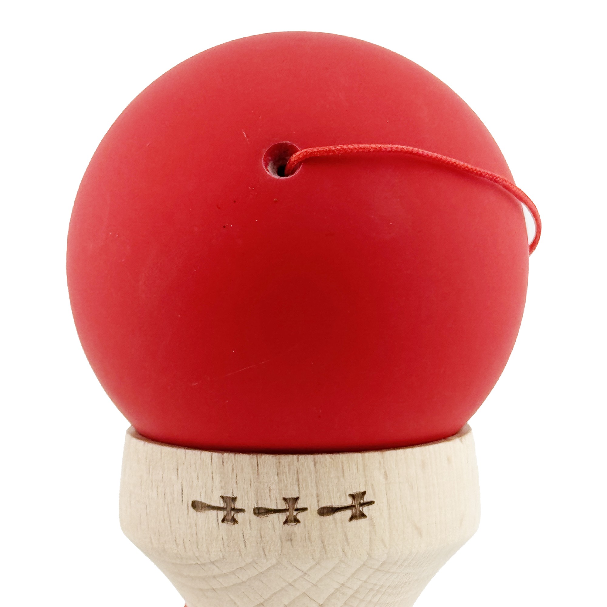 Kendama X Originala, Profesionala, Flippy, Cupe Mari KING SIZE V3, Rubber Grip, Gaura in Baza, Rulment Metalic, din lemn 18 cm, Ata 55 cm, Bicolor Rosu/Negru