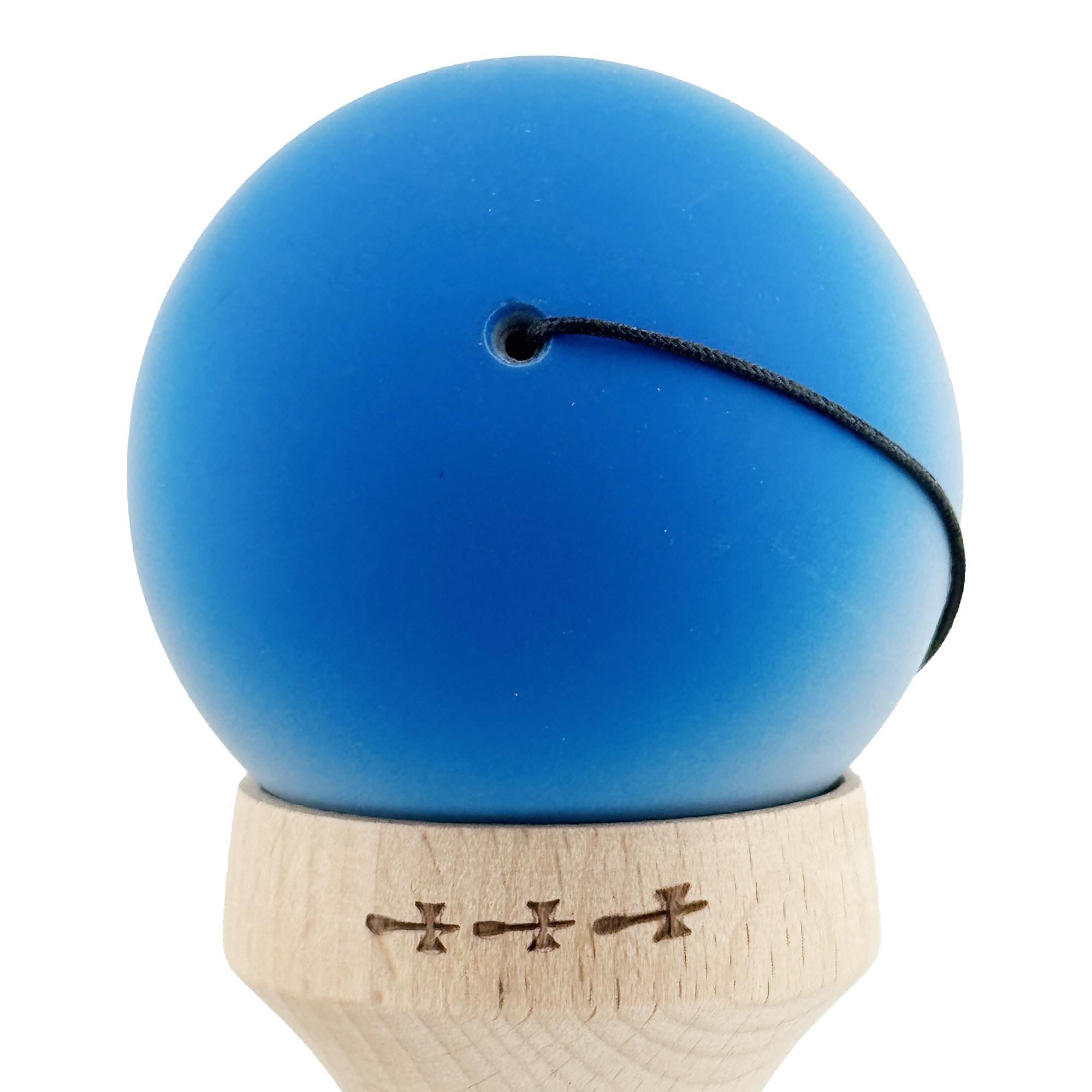 Kendama X Originala, Profesionala, Flippy, Cupe Mari KING SIZE V3, Rubber Grip, Gaura in Baza, Rulment Metalic, din lemn 18 cm, Ata 55 cm, Gradient Albastru/Gri/Albastru deschis