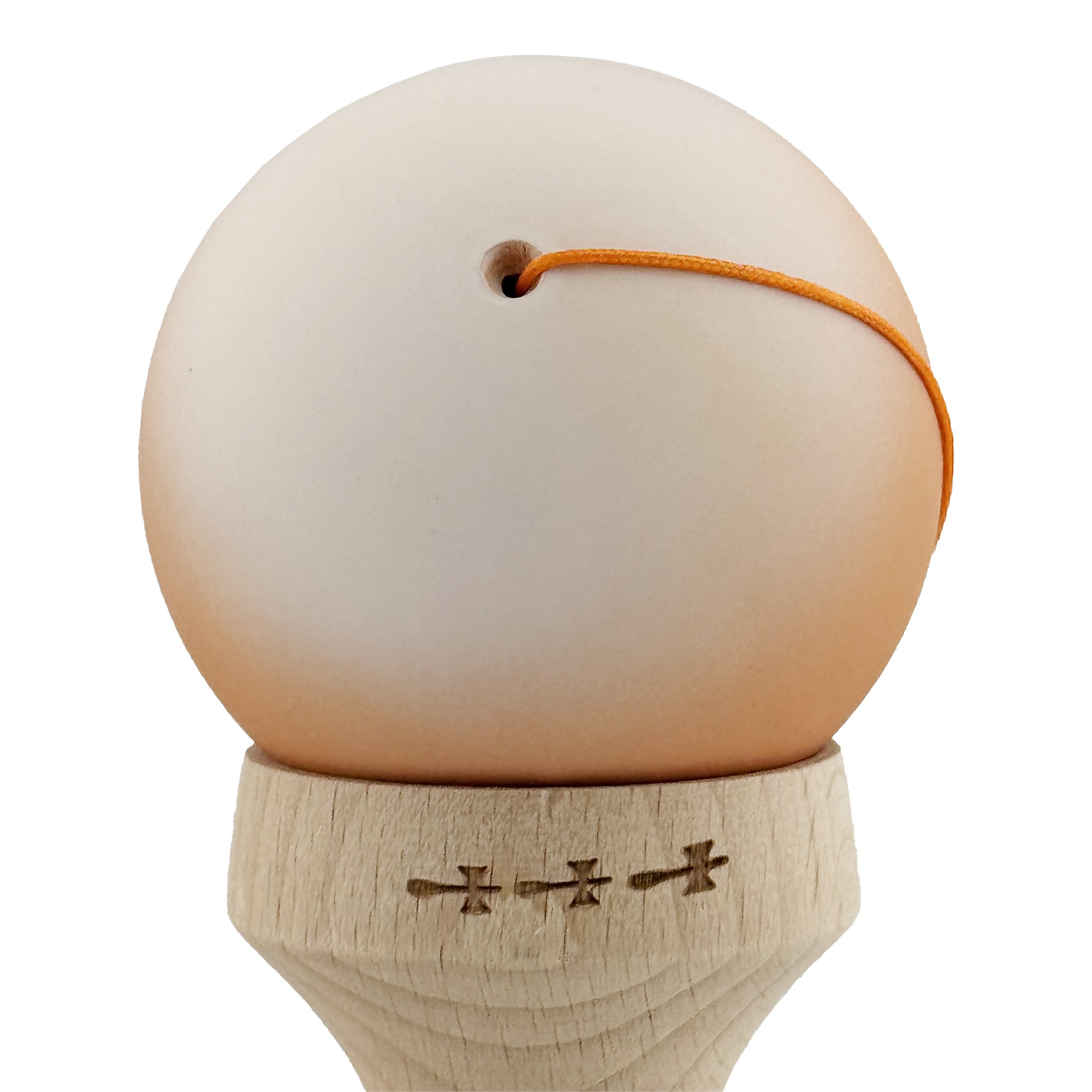 Kendama X Originala, Profesionala, Flippy, Cupe Mari KING SIZE V3, Rubber Grip, Gaura in Baza, Rulment Metalic, din lemn 18 cm, Ata 62/65 cm, Gradient Alb/Maro