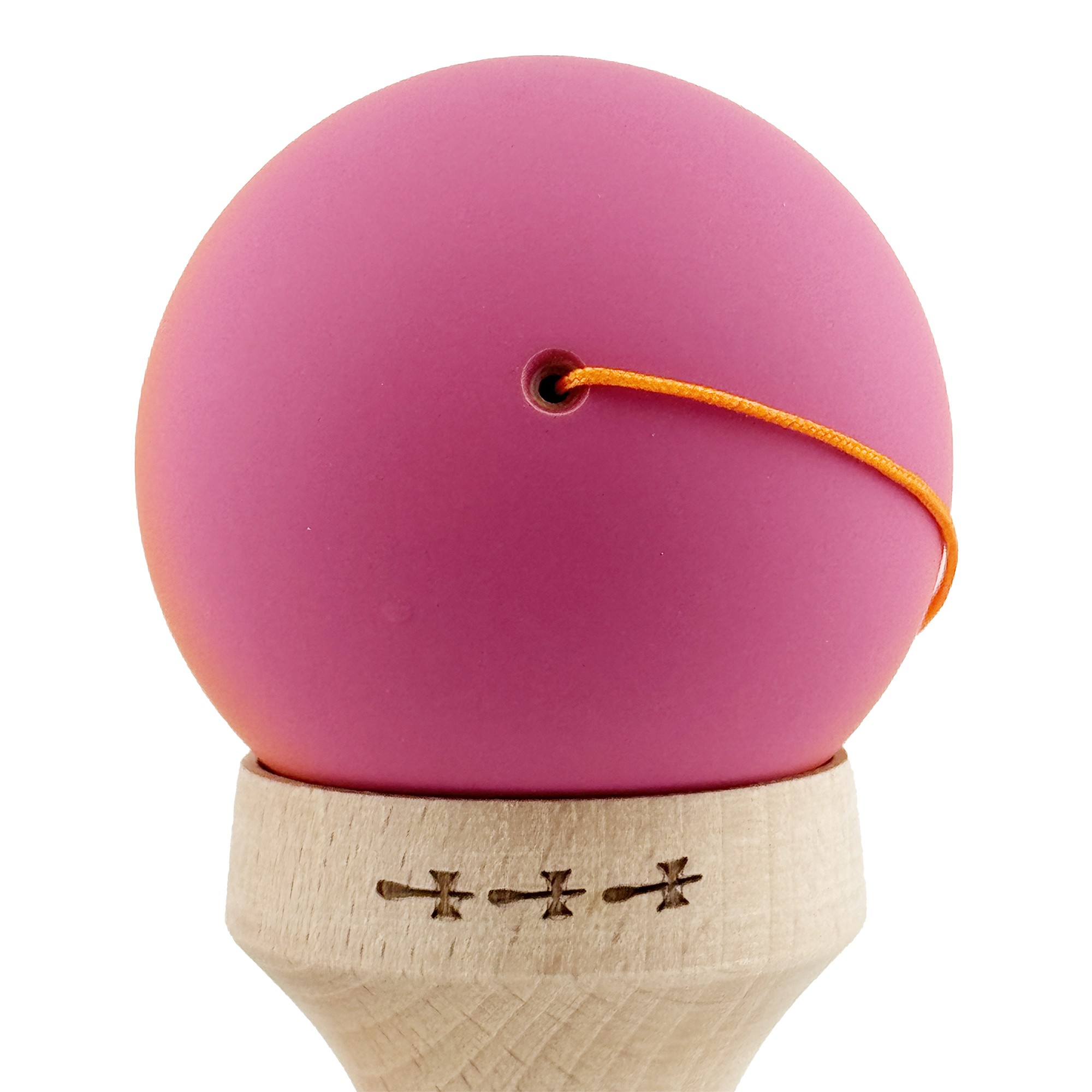 Kendama X Originala, Profesionala, Flippy, Cupe Mari KING SIZE V3, Rubber Grip, Gaura in Baza, Rulment Metalic, din lemn 18 cm, Ata 55 cm, Gradient Roz/Rosu/Galben