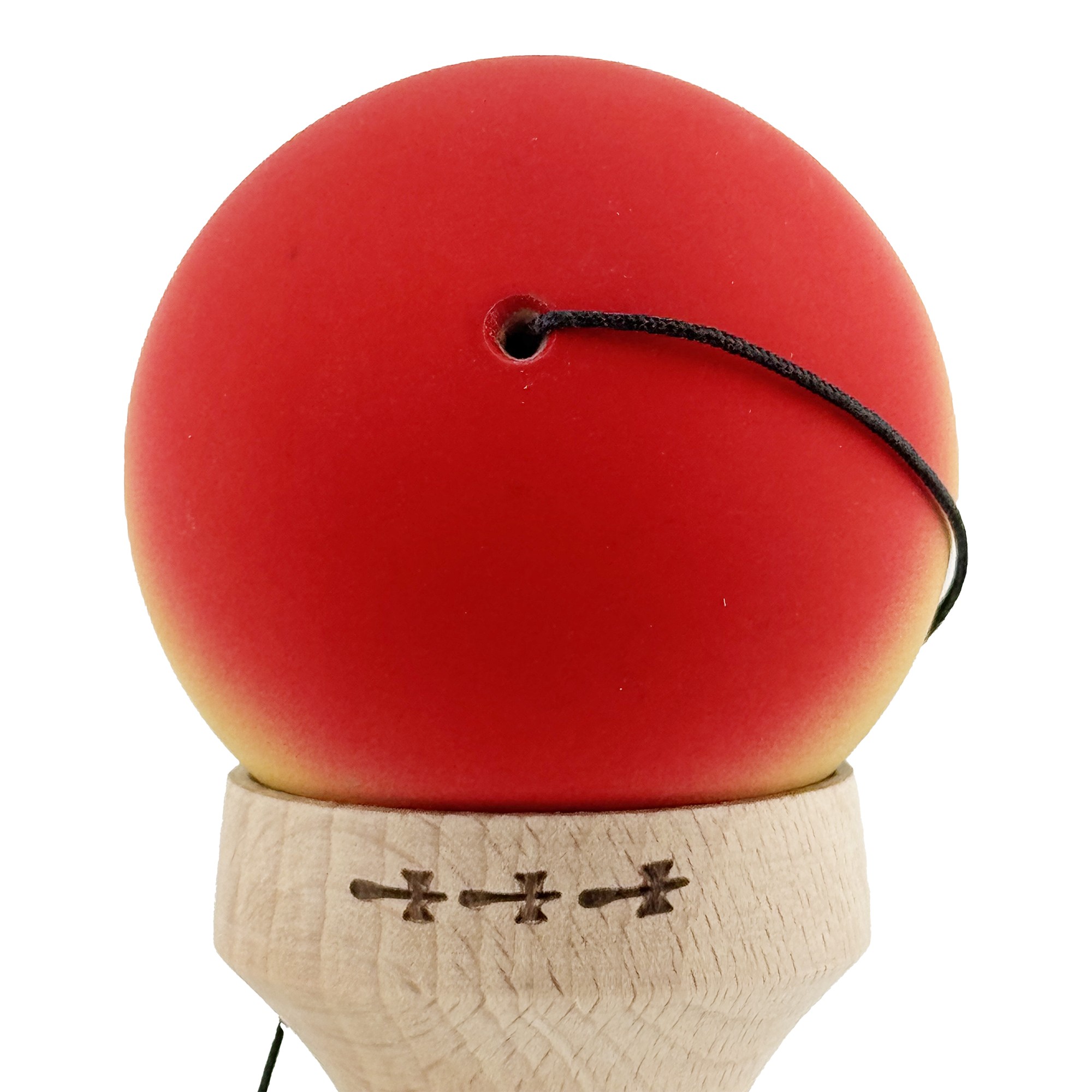 Kendama X Originala, Profesionala, Flippy, Cupe Mari KING SIZE V3, Rubber Grip, Gaura in Baza, Rulment Metalic, din lemn 18 cm, Ata 55 cm, Gradient Rosu/Galben/Albastru