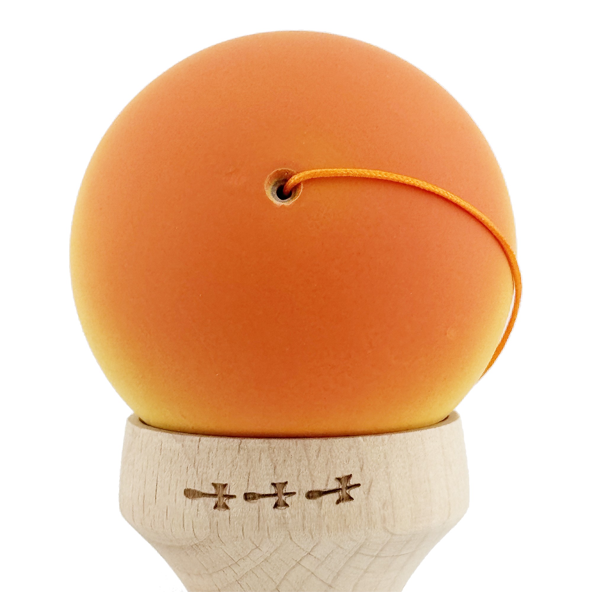 Kendama X Originala, Profesionala, Flippy, Cupe Mari KING SIZE V3, Rubber Grip, Gaura in Baza, Rulment Metalic, din lemn 18 cm, Ata 55 cm, Gradient Portocaliu/Galben/Alb