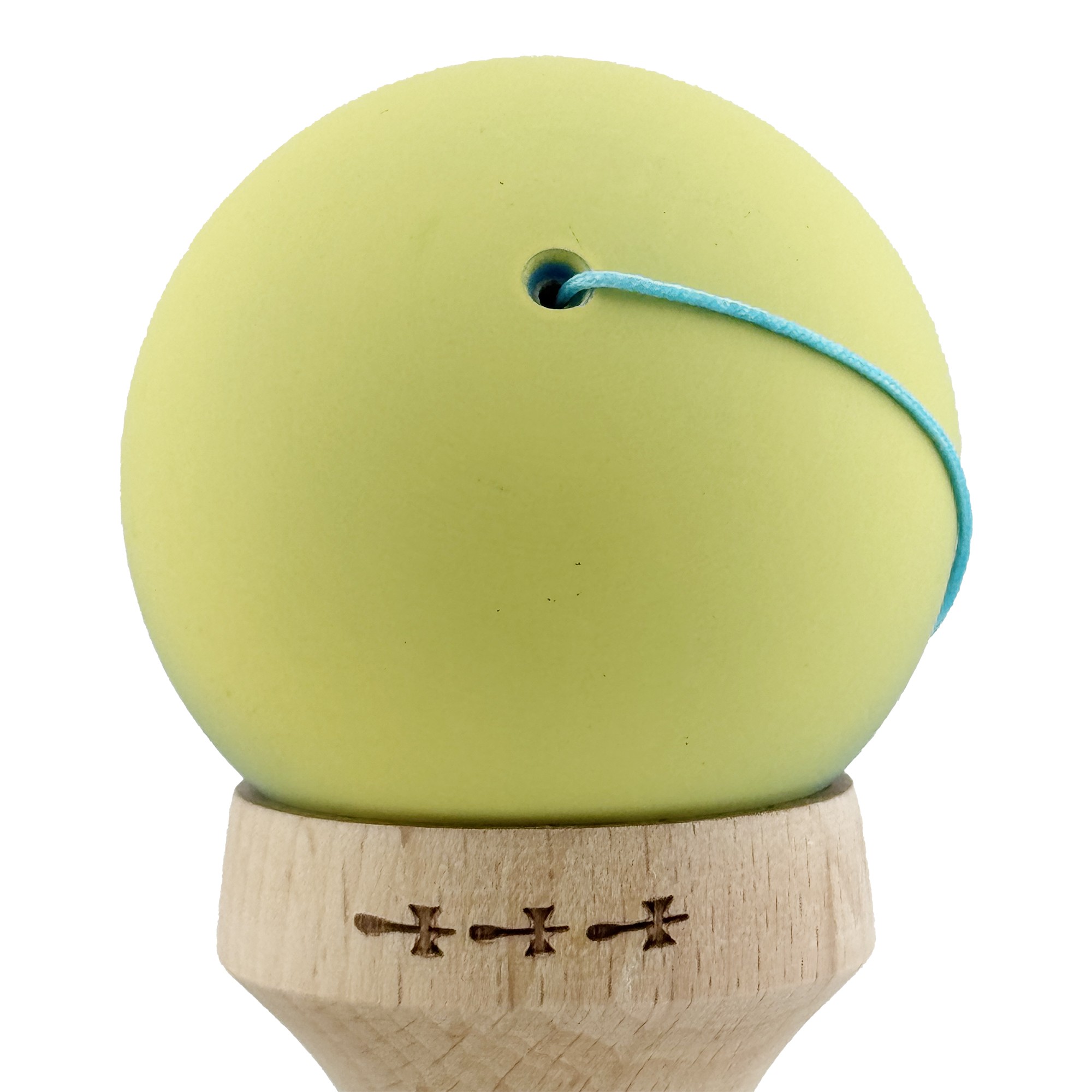 Kendama X Originala, Profesionala, Flippy, Cupe Mari KING SIZE V3, Rubber Grip, Gaura in Baza, Rulment Metalic, din lemn 18 cm, Ata 62/65 cm, Gradient Galben/Albastru deschis