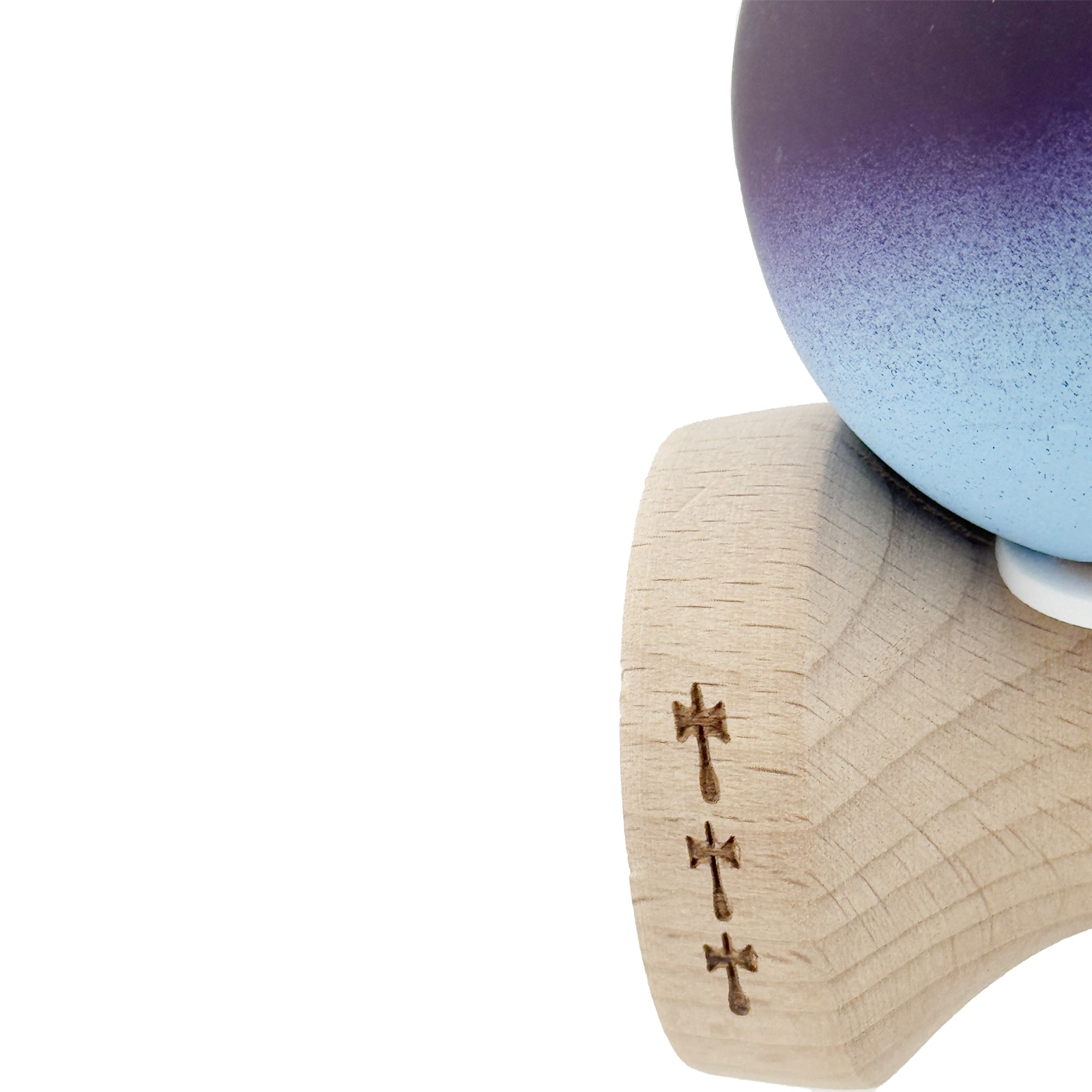 Kendama X Originala, Profesionala, Flippy, Cupe Mari KING SIZE V3, Rubber Grip, Gaura in Baza, Rulment Metalic, din lemn 18 cm, Ata 55 cm, Gradient Negru/Albastru deschis