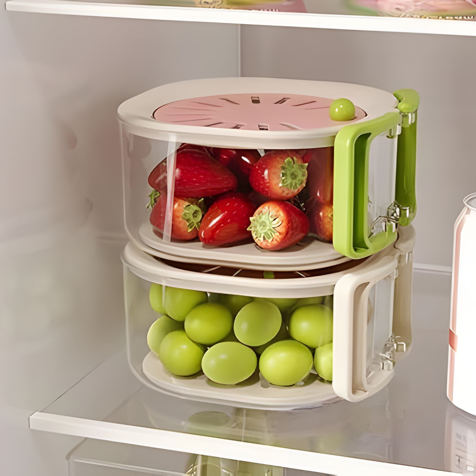 Cos de Scurgere pentru Fructe 2 in 1, Flippy, din Plastic Durabil, Filtru Telescopic, Scurgator de Fructe si Legume, pentru Uz Casnic, 15 x 15 x 8.5 cm, Roz/Bej