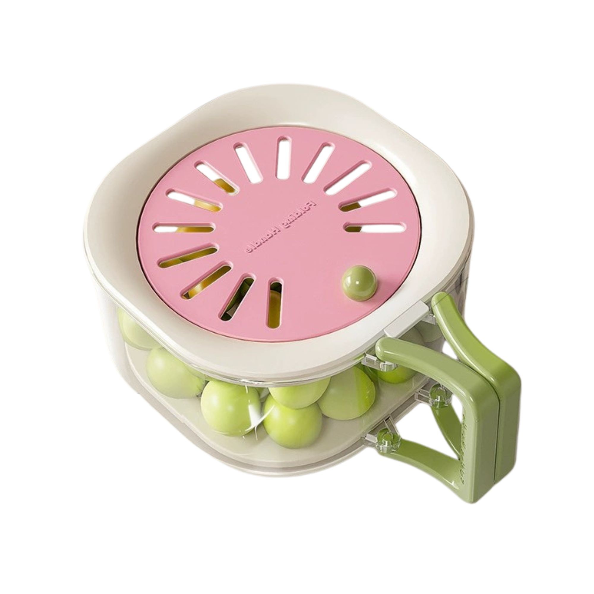 Cos de Scurgere pentru Fructe 2 in 1, Flippy, din Plastic Durabil, Filtru Telescopic, Scurgator de Fructe si Legume, pentru Uz Casnic, 15 x 15 x 8.5 cm, Roz/Bej