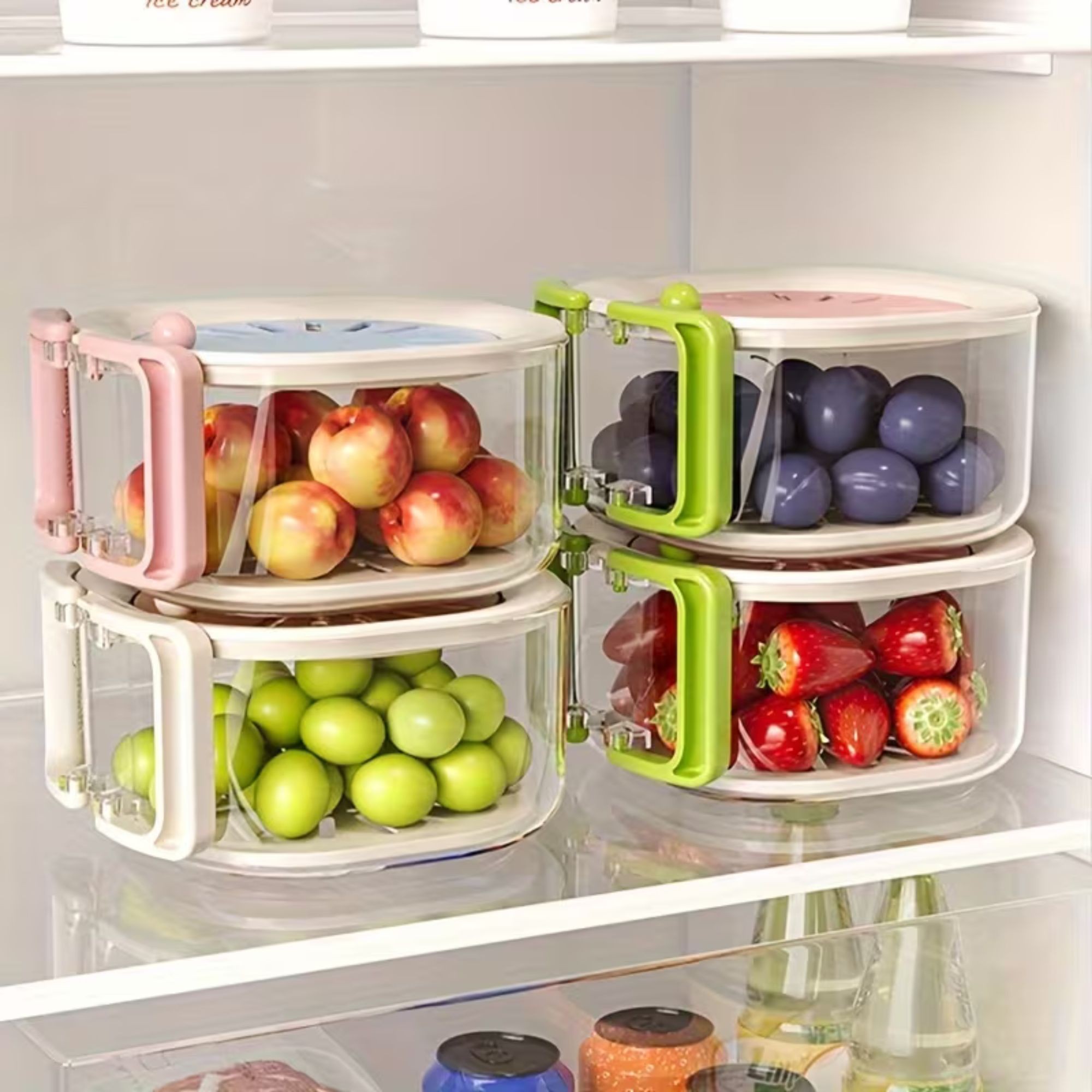 Cos de Scurgere pentru Fructe 2 in 1, Flippy, din Plastic Durabil, Filtru Telescopic, Scurgator de Fructe si Legume, pentru Uz Casnic, 15 x 15 x 8.5 cm, Albastru/Bej