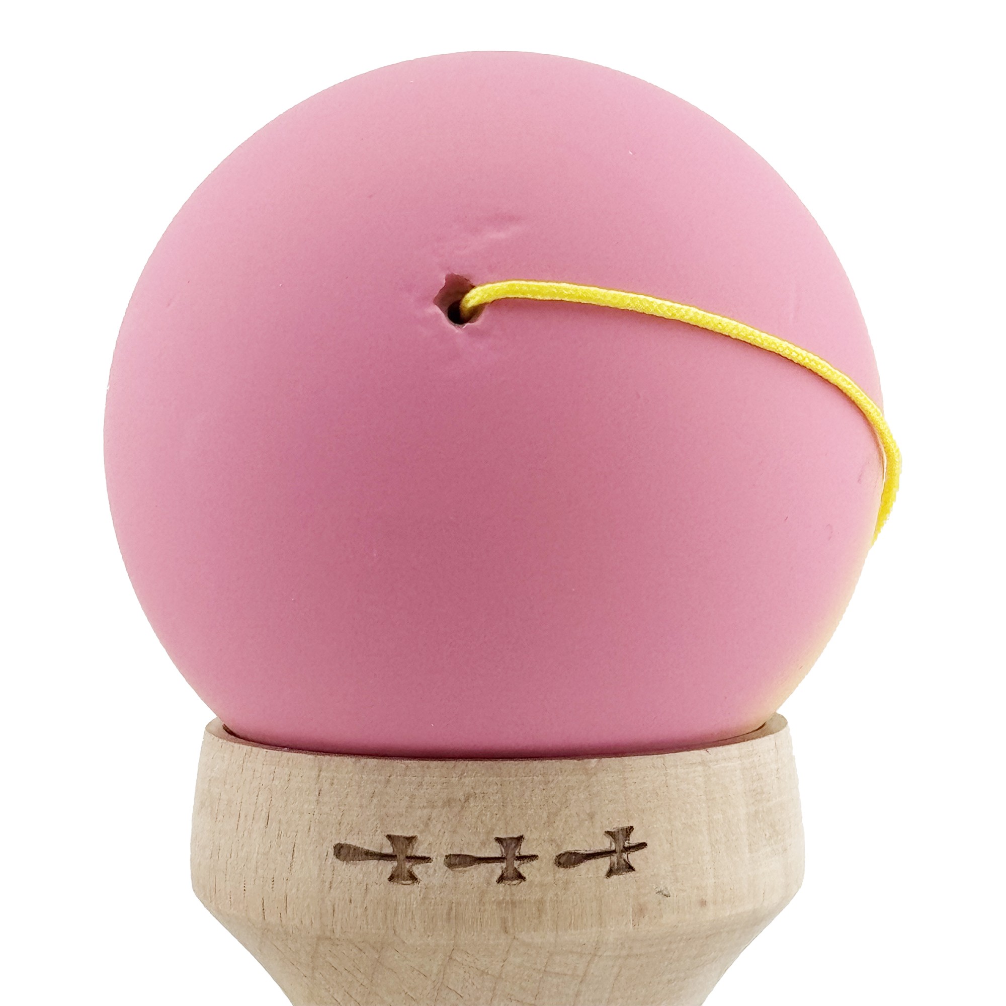 Kendama X Originala, Profesionala, Flippy, Rubber Grip, Cupe Mari KING SIZE V3, Gaura in Baza, Rulment Metalic, din lemn 18 cm, Ata 62/65 cm, Gradient Roz/Galben