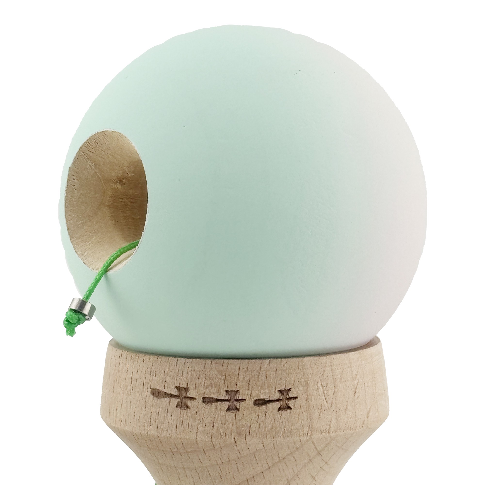 Kendama X Originala, Profesionala, Flippy, Rubber Grip, Cupe Mari KING SIZE V3, Gaura in Baza, Rulment Metalic, din lemn 18 cm, Ata 62/65 cm, Gradient Roz/Verde