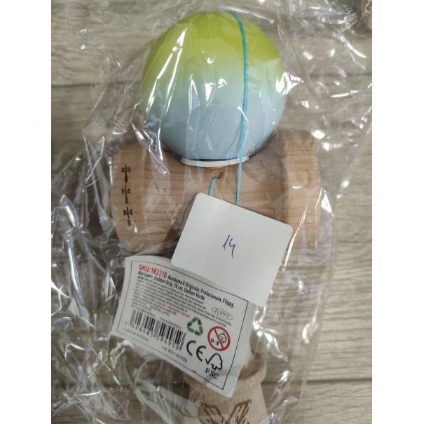 Kendama X Originala, Profesionala, Flippy, Big Cups V3, Rubber Grip model Galben Verde
