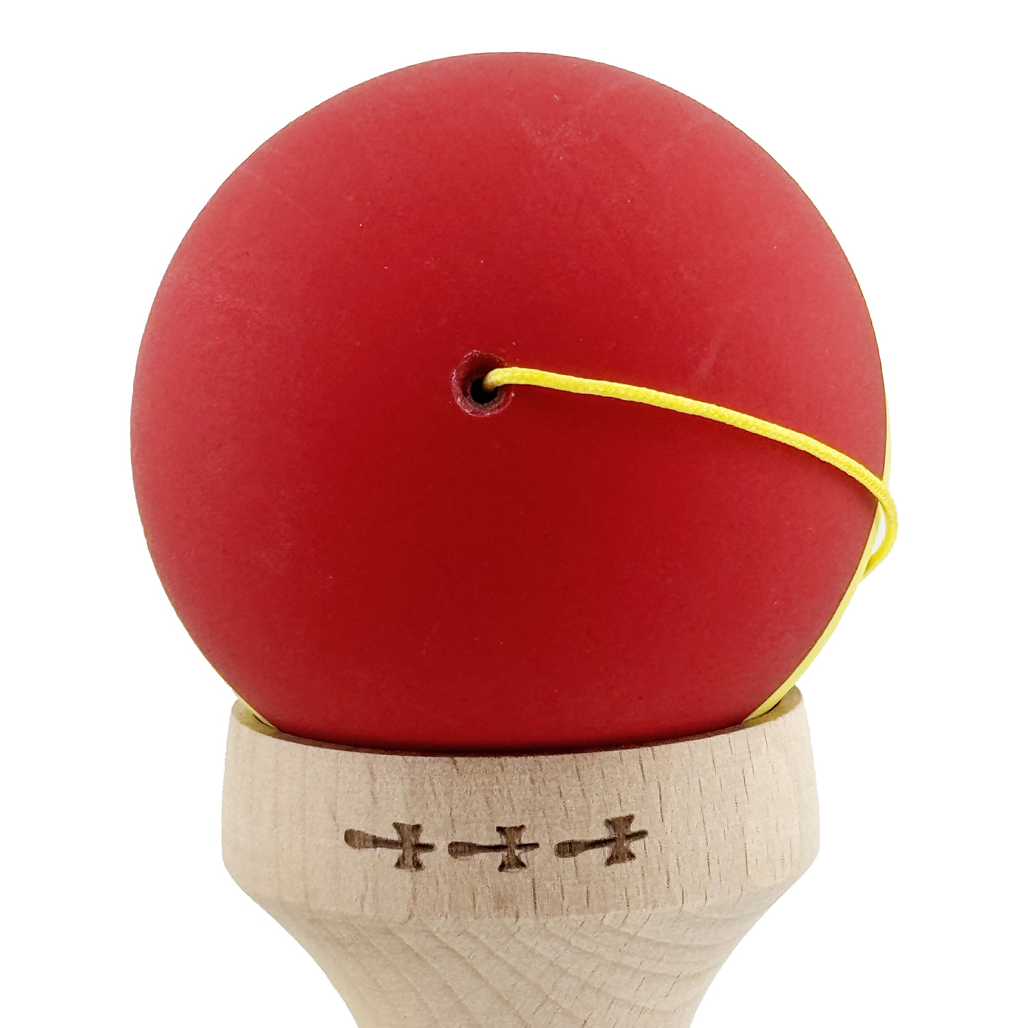 Kendama X Originala, Profesionala, Flippy, Cupe Mari KING SIZE V3, Rubber Grip, Gaura in Baza, Rulment Metalic, din lemn 18 cm, Ata 55 cm, M Rosu/Galben/Negru