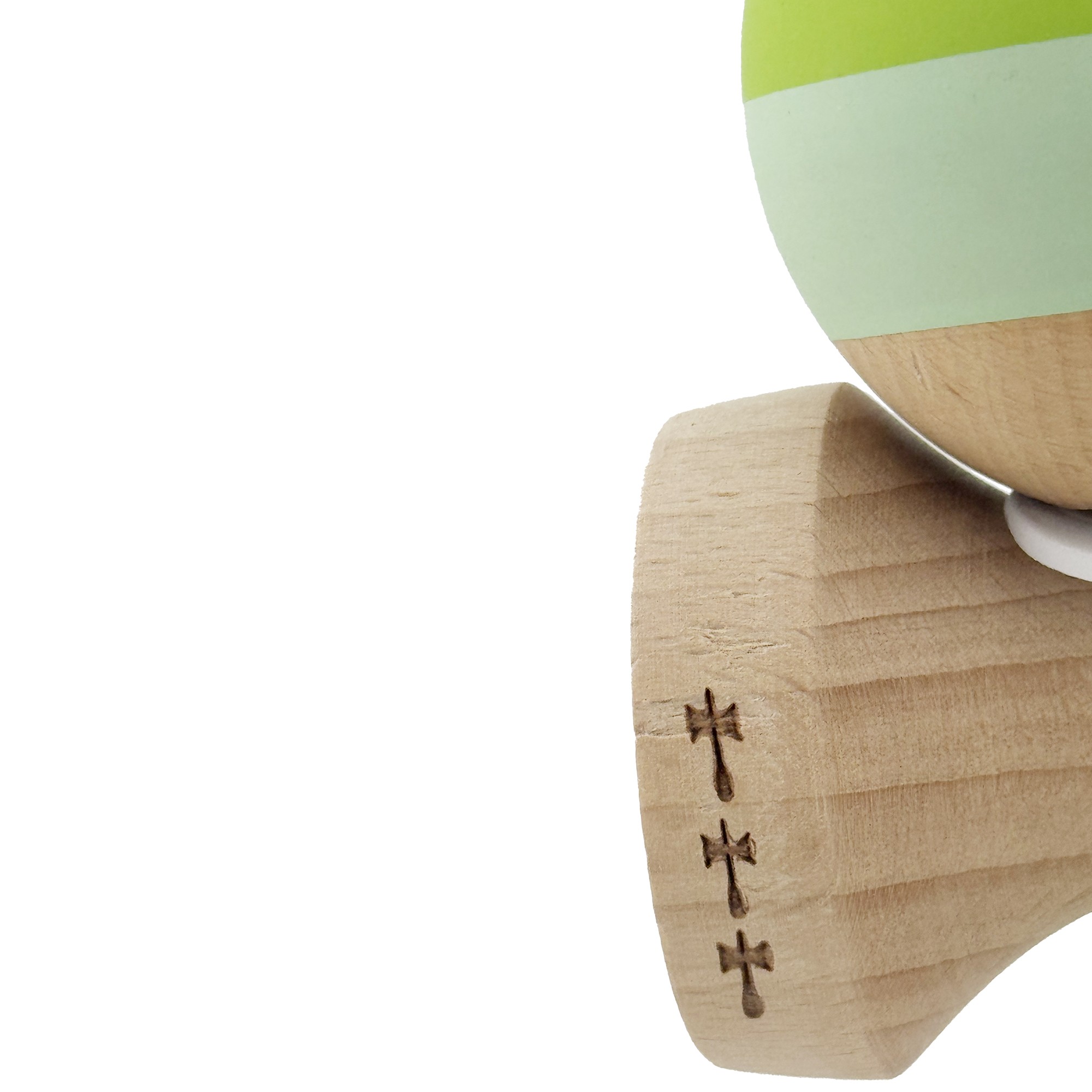 Kendama X Originala, Profesionala, Flippy, Rubber Grip, Cupe Mari KING SIZE V3, Gaura in Baza, Rulment Metalic, din lemn 18 cm, Ata 62/65 cm, Special Verde degrade