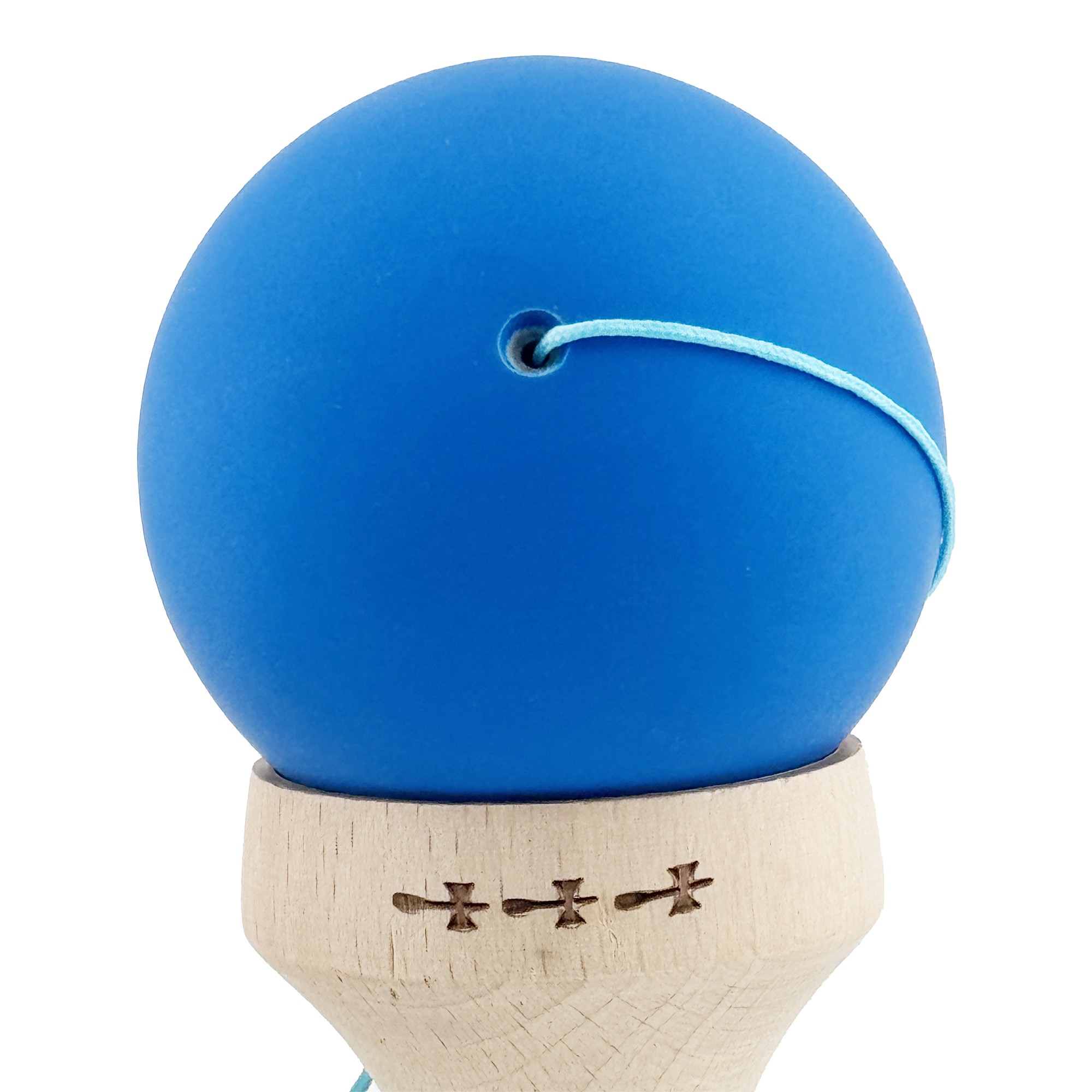 Kendama X Originala, Profesionala, Flippy, Rubber Grip, Cupe Mari KING SIZE V3, Gaura in Baza, Rulment Metalic, din lemn 18 cm, Ata 62/65 cm, Gradient Albastru/Alb