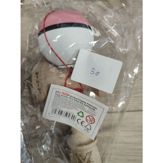 Kendama X Originala, Profesionala, Flippy, Big Cups V3, Rubber Grip model Roz/negru/alb