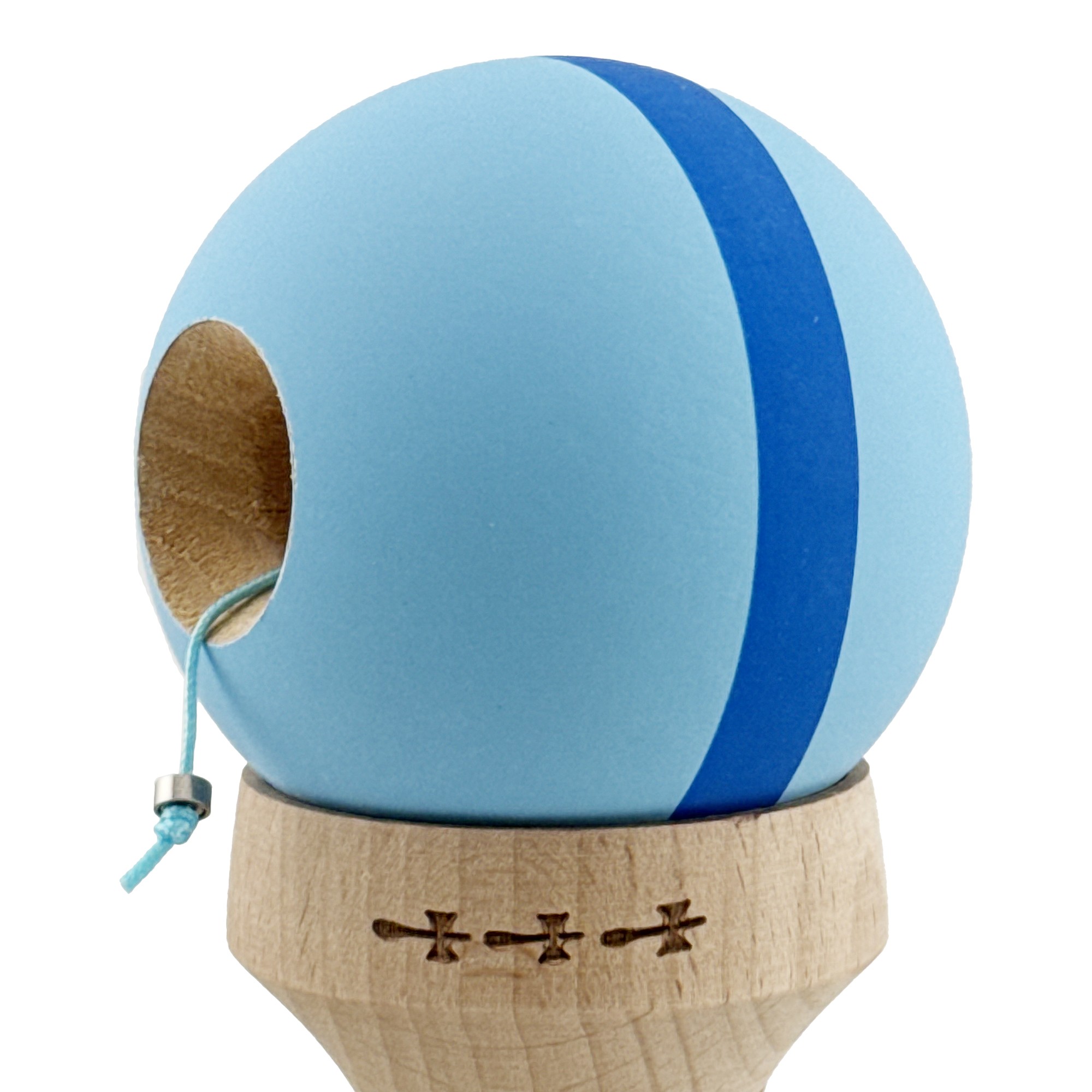 Kendama X Originala, Profesionala, Flippy, Cupe Mari KING SIZE V3, Rubber Grip, Gaura in Baza, Rulment Metalic, din lemn 18 cm, Ata 62/65 cm, M Bleu/Albastru/Bleu
