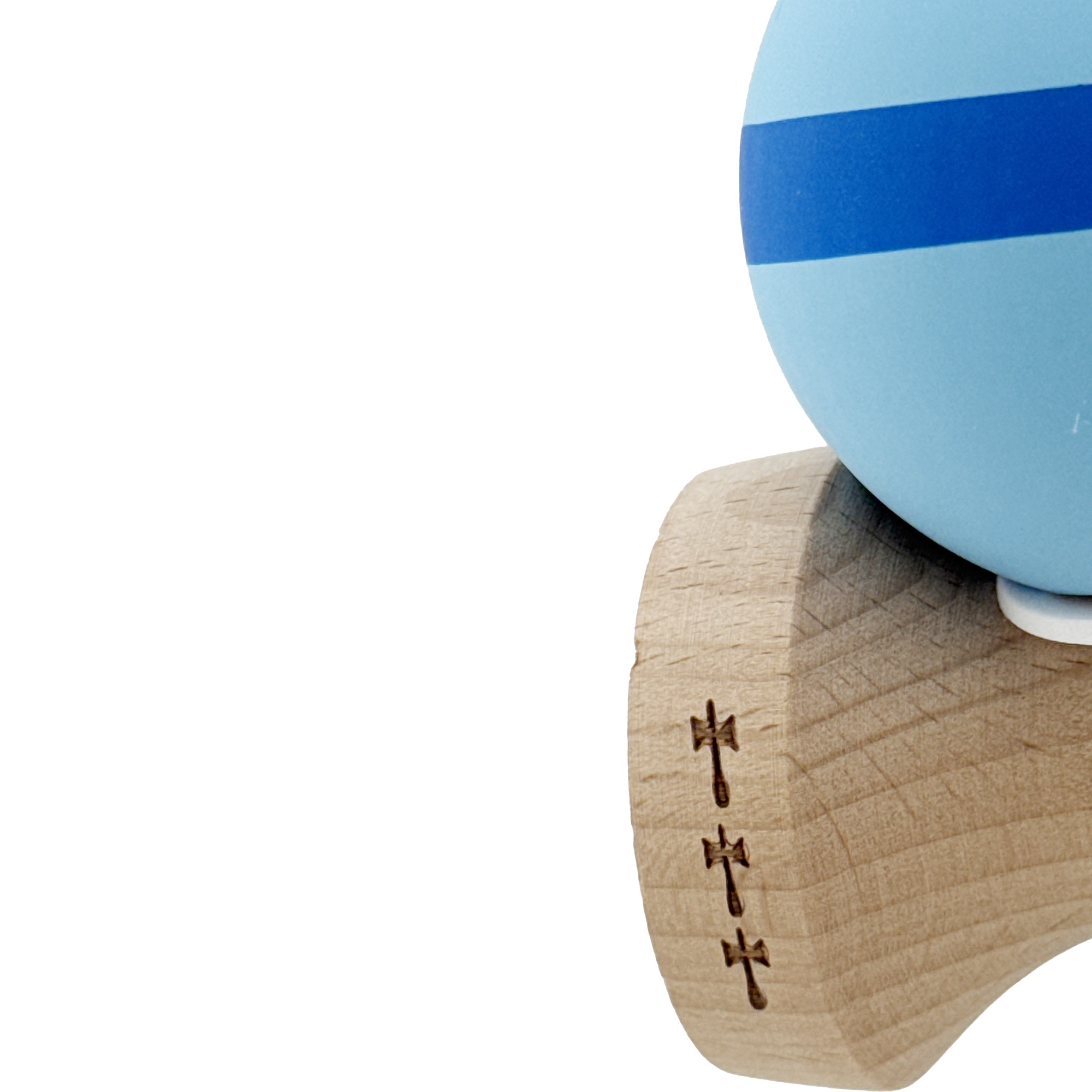 Kendama X Originala, Profesionala, Flippy, Cupe Mari KING SIZE V3, Rubber Grip, Gaura in Baza, Rulment Metalic, din lemn 18 cm, Ata 62/65 cm, M Bleu/Albastru/Bleu