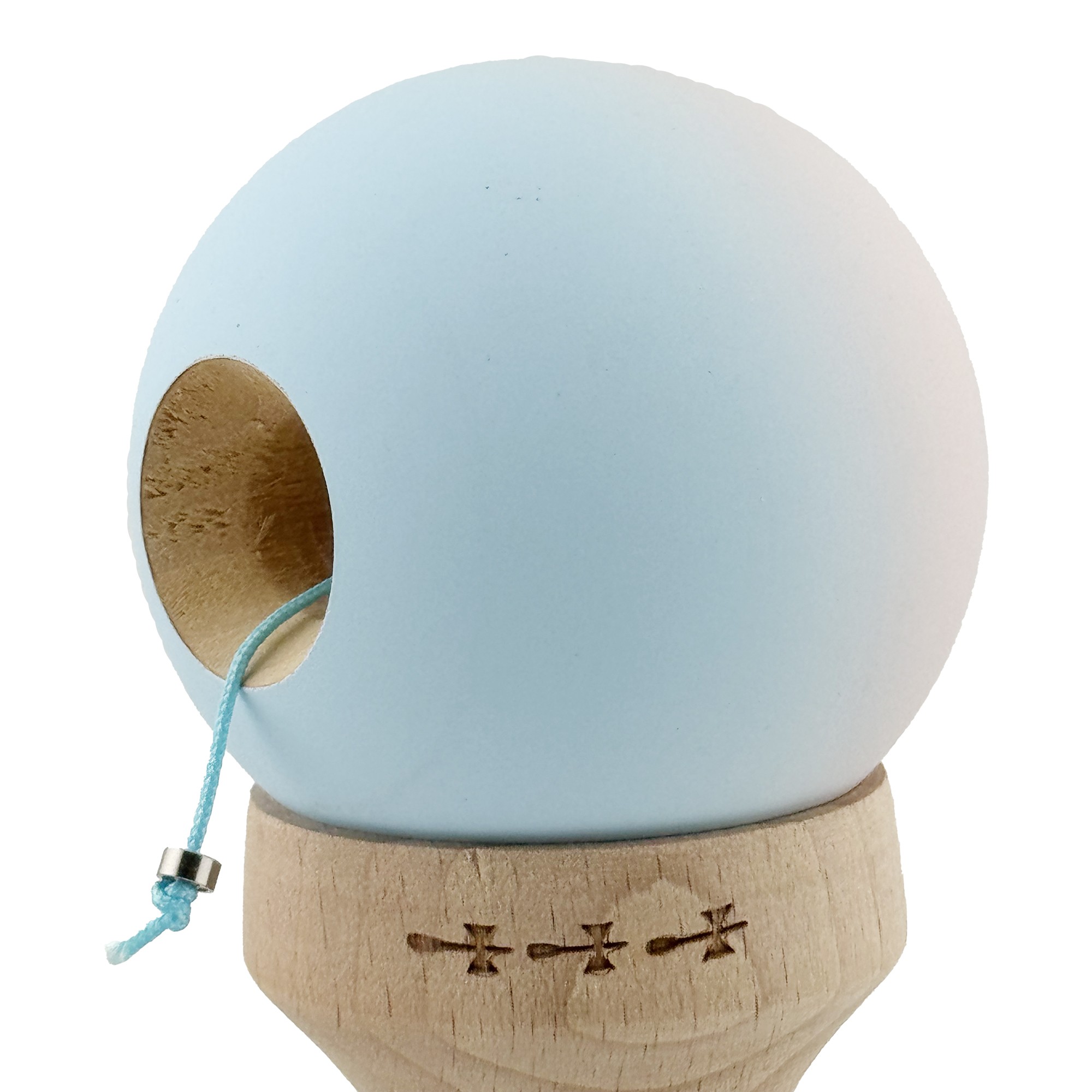 Kendama X Originala, Profesionala, Flippy, Rubber Grip, Cupe Mari KING SIZE V3, Gaura in Baza, Rulment Metalic, din lemn 18 cm, Ata 62/65 cm, Gradient Lila/Turcoaz