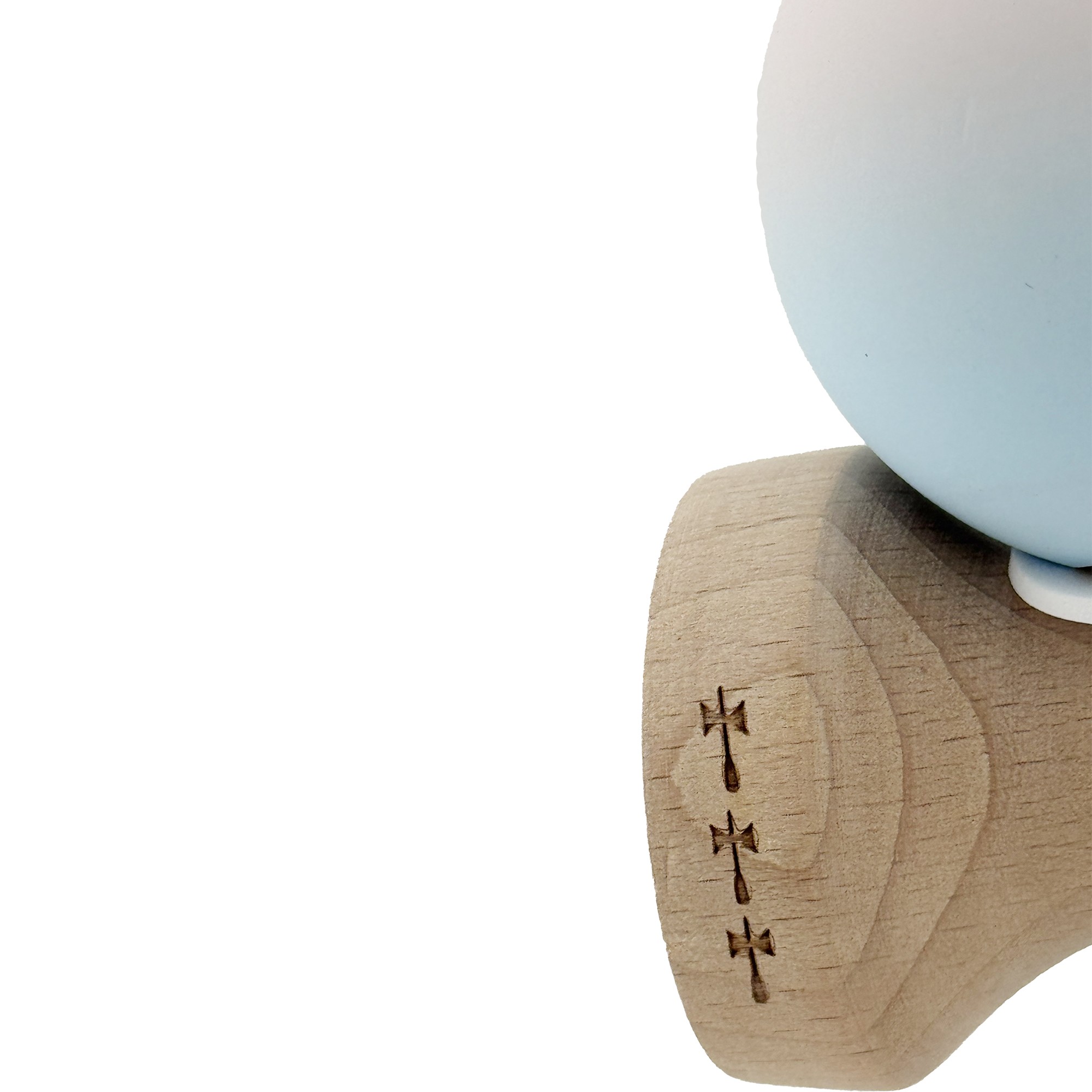 Kendama X Originala, Profesionala, Flippy, Rubber Grip, Cupe Mari KING SIZE V3, Gaura in Baza, Rulment Metalic, din lemn 18 cm, Ata 62/65 cm, Gradient Lila/Turcoaz
