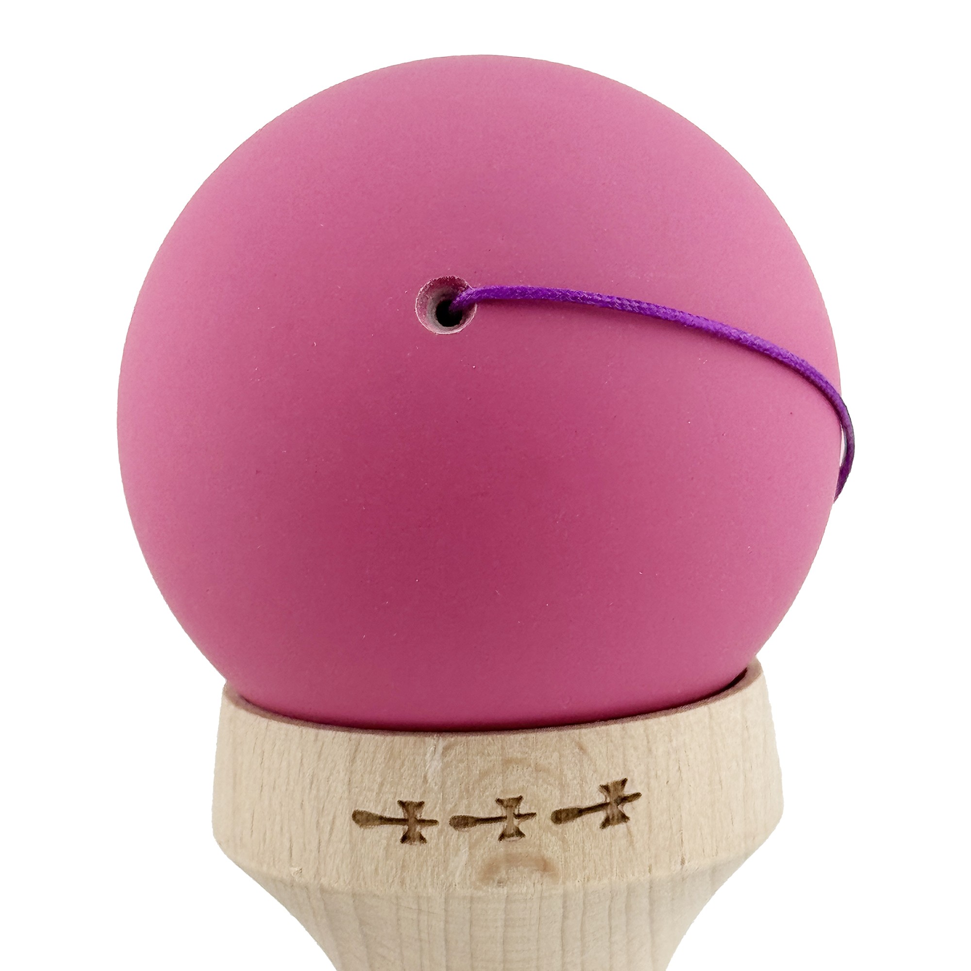 Kendama X Originala, Profesionala, Flippy, Rubber Grip, Cupe Mari KING SIZE V3, Gaura in Baza, Rulment Metalic, din lemn 18 cm, Ata 62/65 cm, Bicolor Roz inchis/Alb