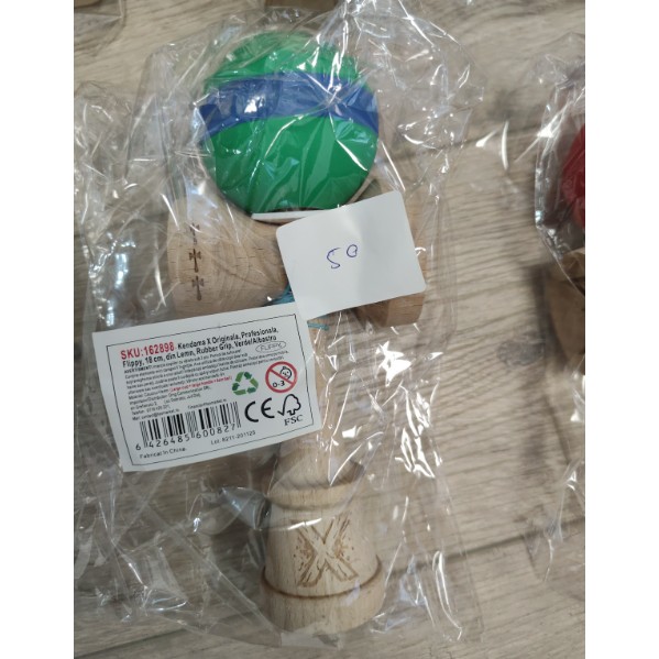 Kendama X Originala, Profesionala, Flippy, Big Cups V3, Rubber Grip model verde/albastru/verde