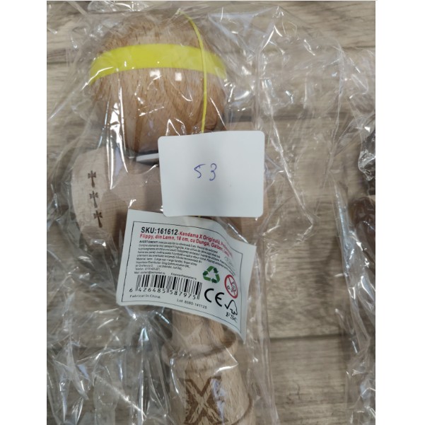 Kendama X Originala, Profesionala, Flippy, Big Cups V3, Rubber Grip model cu dunga galbena