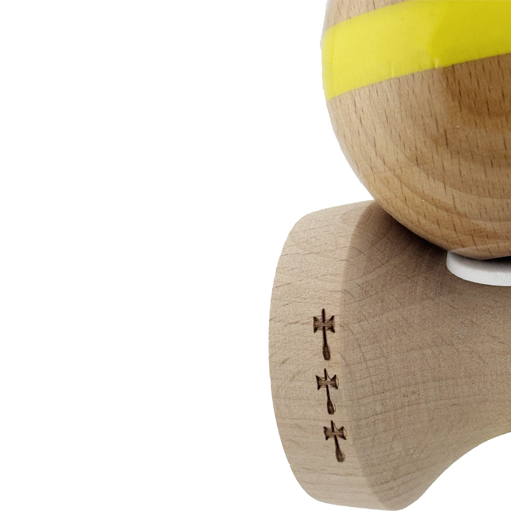 Kendama X Originala, Profesionala, Flippy, Super Sticky, Cupe Mari KING SIZE V3, Gaura in Baza, Rulment Metalic, din lemn 18 cm, Ata 55 cm, Original Galben