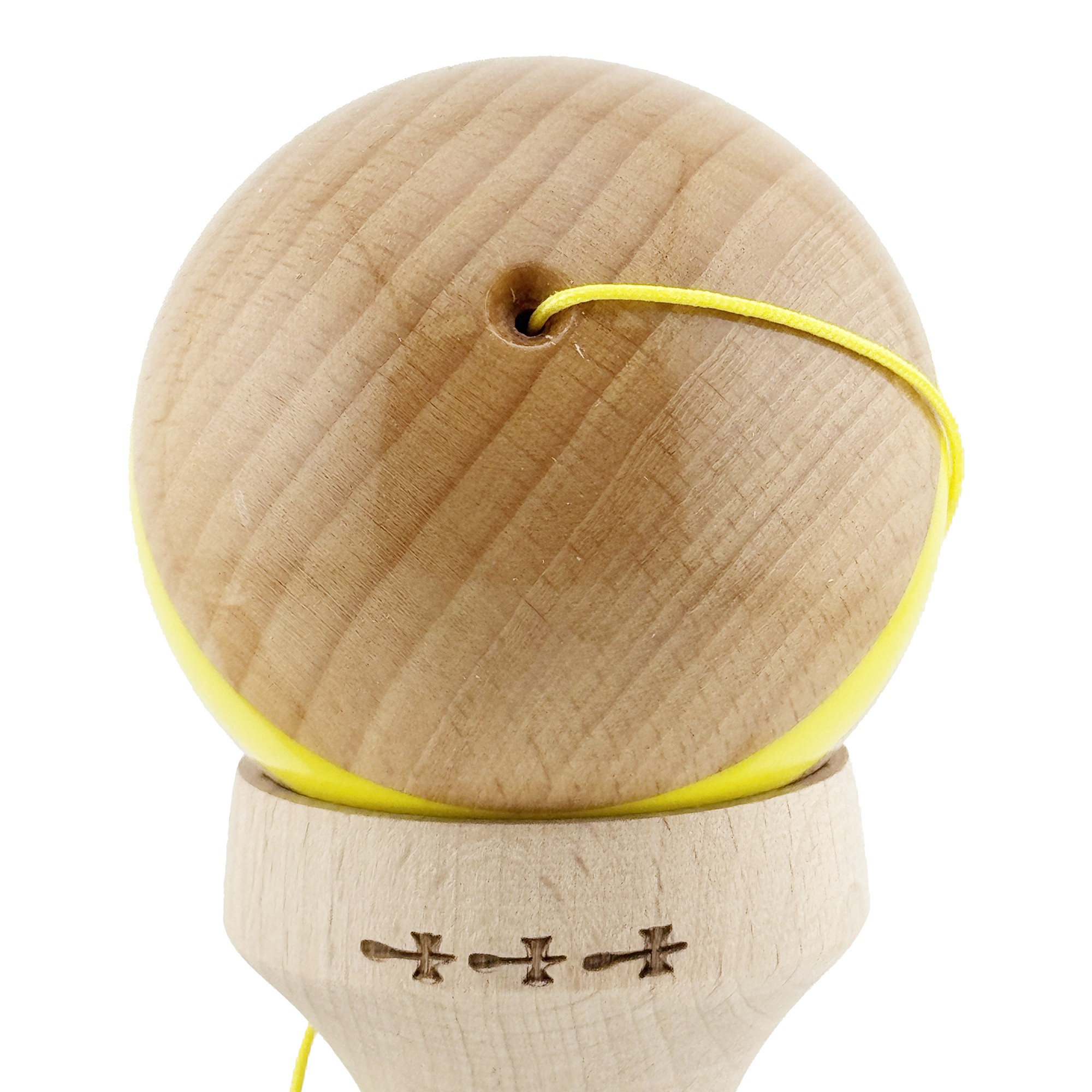 Kendama X Originala, Profesionala, Flippy, Super Sticky, Cupe Mari KING SIZE V3, Gaura in Baza, Rulment Metalic, din lemn 18 cm, Ata 55 cm, Original Galben
