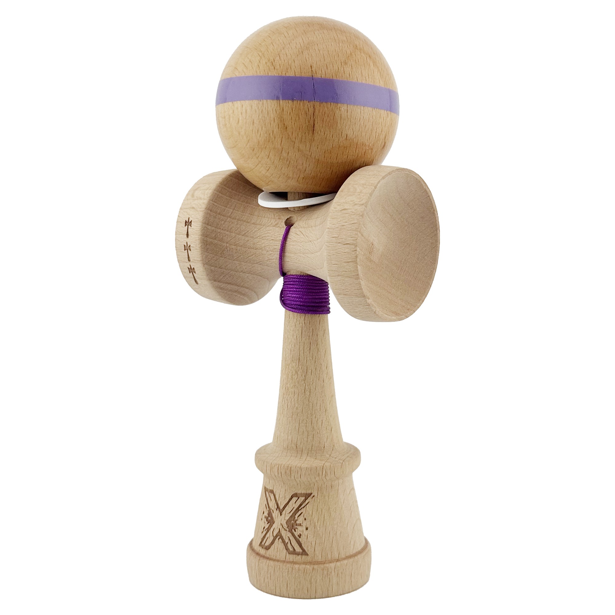 Kendama X Originala, Profesionala, Flippy, Super Sticky, Cupe Mari KING SIZE V3, Gaura in Baza, Rulment Metalic, din lemn 18 cm, Ata 55 cm, Original Mov