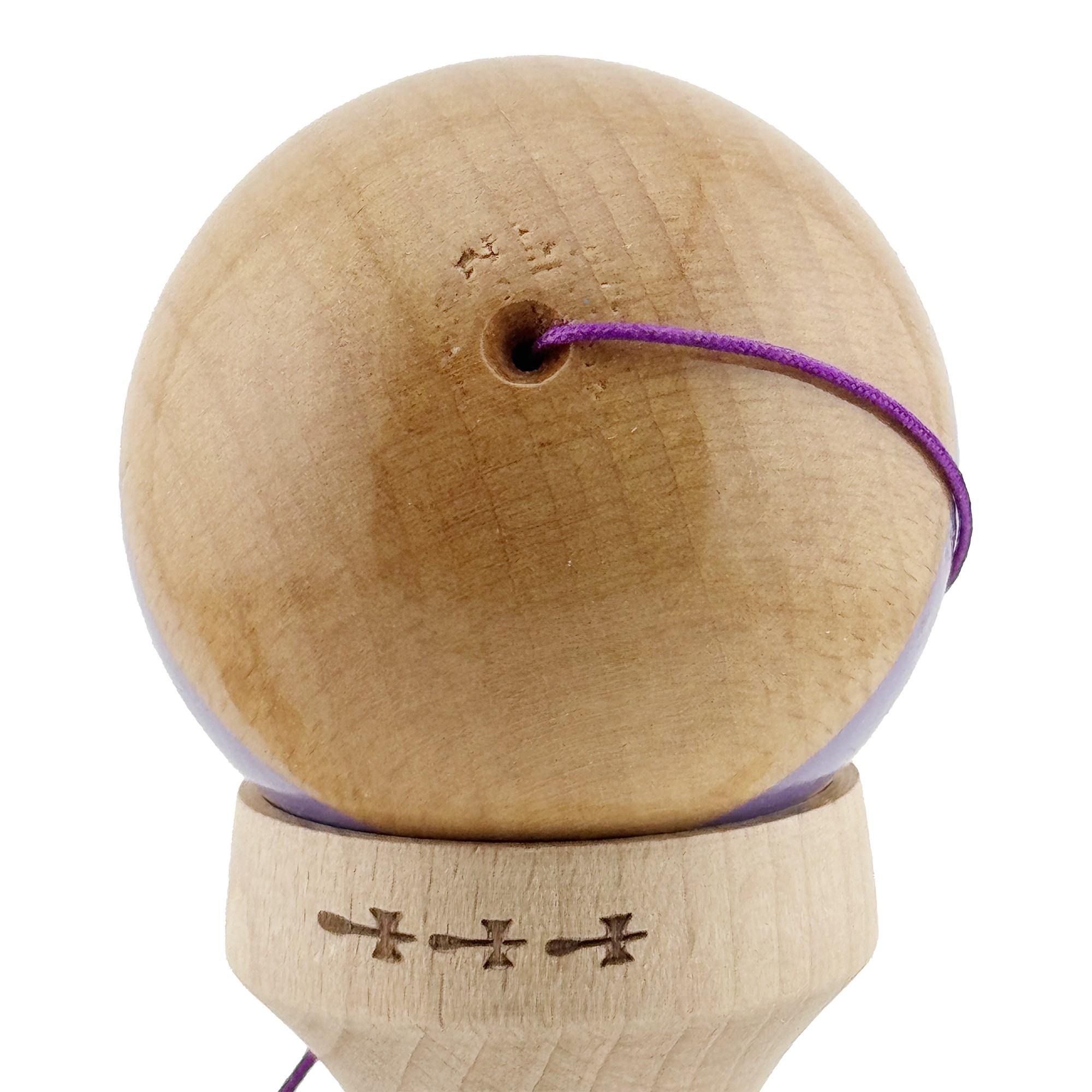Kendama X Originala, Profesionala, Flippy, Super Sticky, Cupe Mari KING SIZE V3, Gaura in Baza, Rulment Metalic, din lemn 18 cm, Ata 55 cm, Original Mov