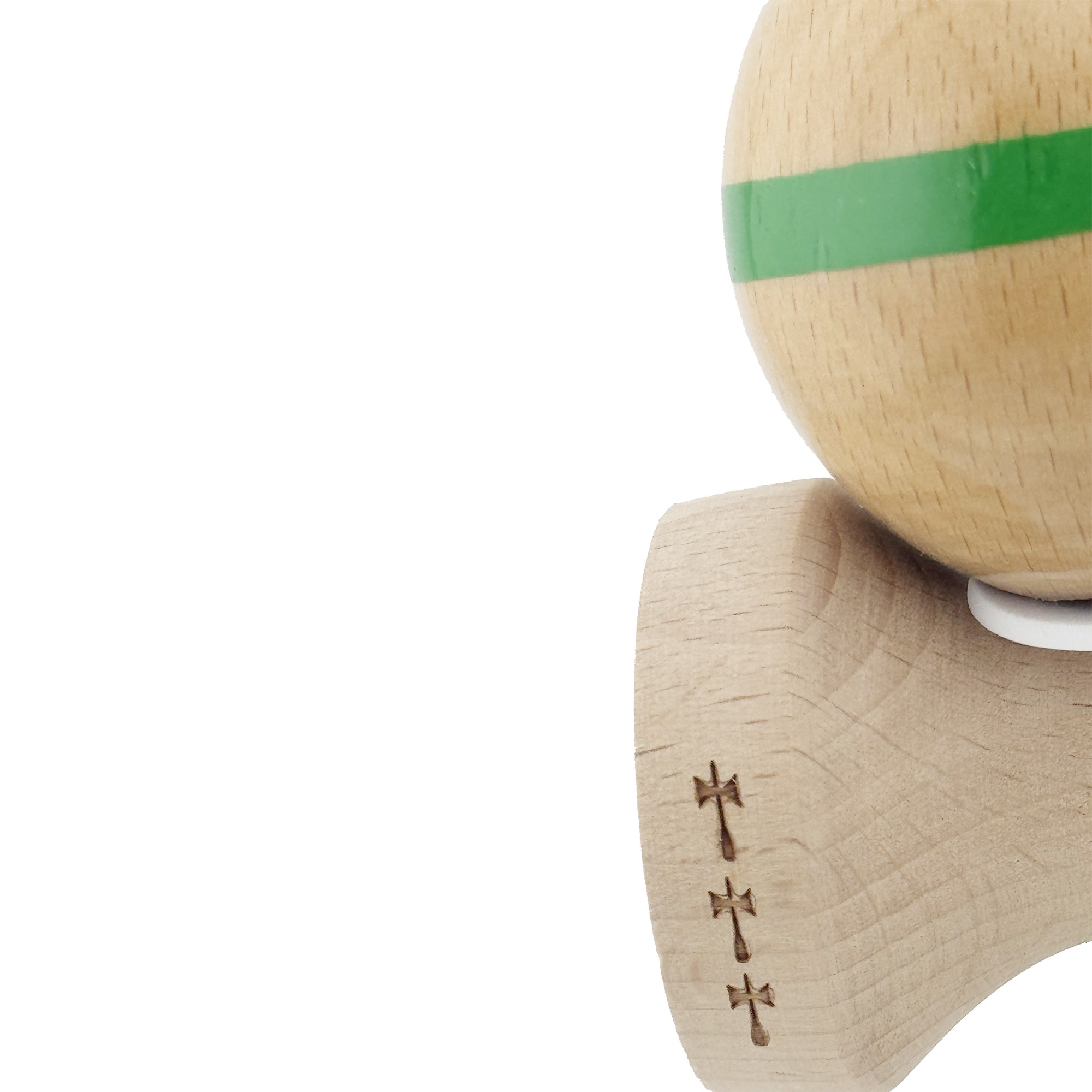Kendama X Originala, Profesionala, Flippy, Super Sticky, Cupe Mari KING SIZE V3, Gaura in Baza, Rulment Metalic, din lemn 18 cm, Ata 55 cm, Original Verde