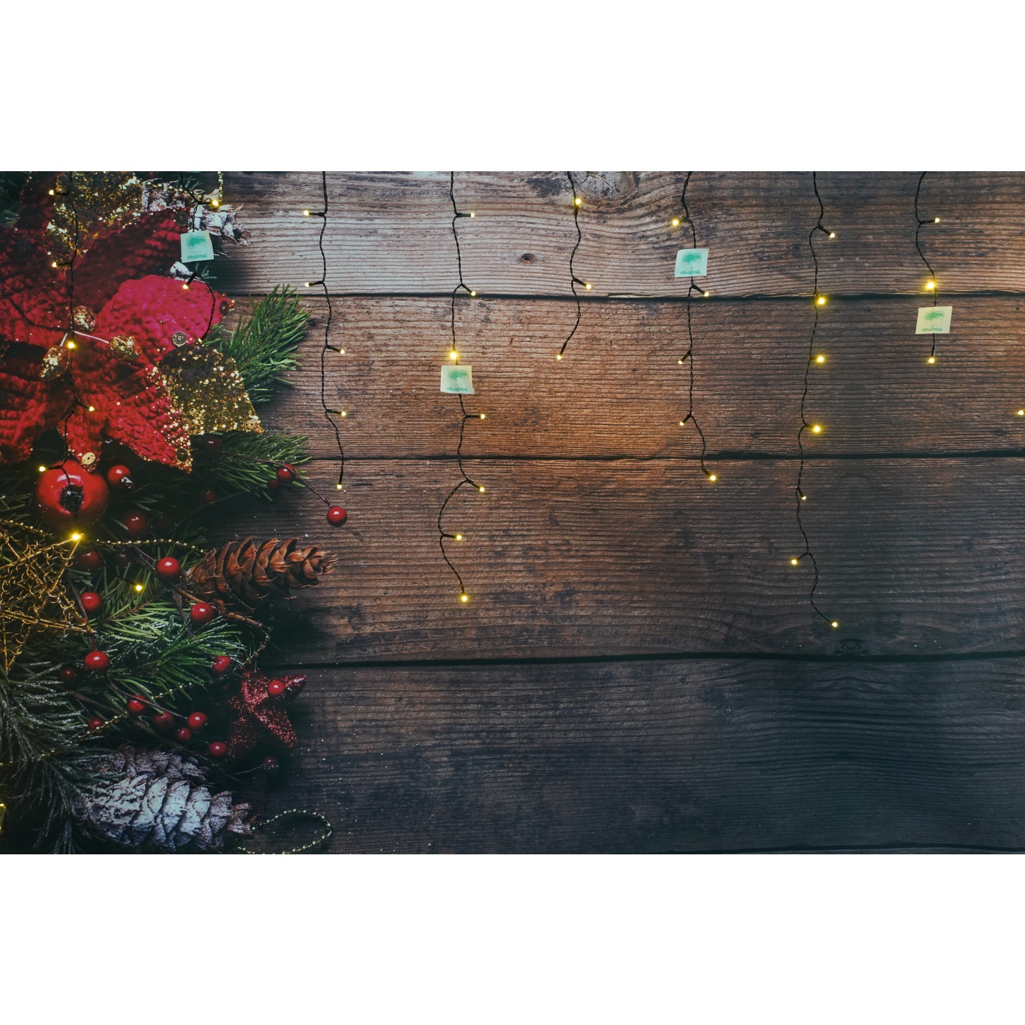 Instalatie Solara Craciun Turturi, IP44, 5 m, 143 Led-uri, Perdea Franjurata, Alb cald, 8 jocuri de lumini, cu Telecomanda, 31V, 250 mAh, Acumulator de 1200 mAh, Exterior, Prelungitor 5 m inclus, Fir Negru, Flippy