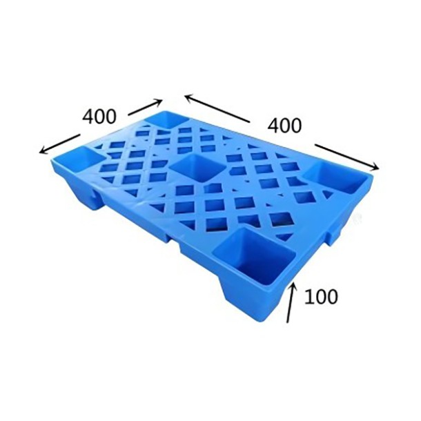 Palet de Transport, Flippy, 40 x 40 x 10 cm, din Plastic durabil, Palet pentru Stivuitor in Depozit, Rezistent la Umiditate, Grila Ingrosata, 5 Picioare, Albastru 