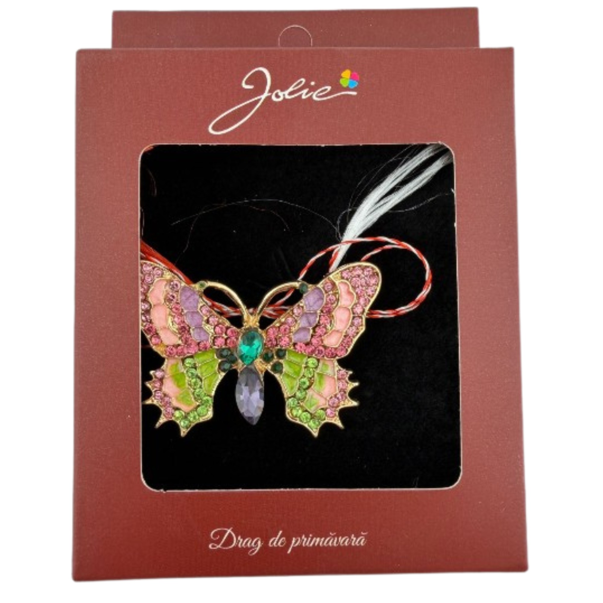 Brosa Vintage, Jolie, Material Metal, Ambalaj Carton, Dimensiune Brosa Aproximativ 4-6 cm, Model Fluture, Multicolora