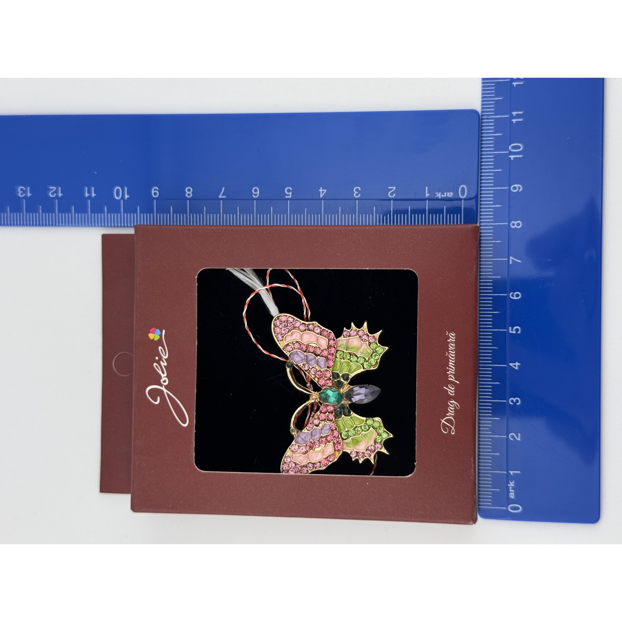 Brosa Vintage, Jolie, Material Metal, Ambalaj Carton, Dimensiune Brosa Aproximativ 4-6 cm, Model Fluture, Multicolora