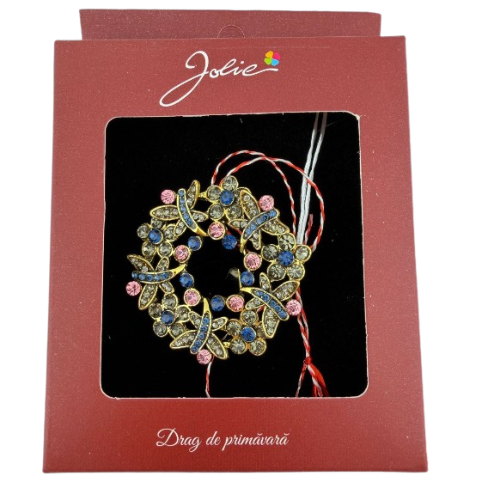 Brosa Vintage, Jolie, Material Metal, Ambalaj Carton, Dimensiune Brosa Aproximativ 4-6 cm, Model Coronita cu Libelule, Multicolor