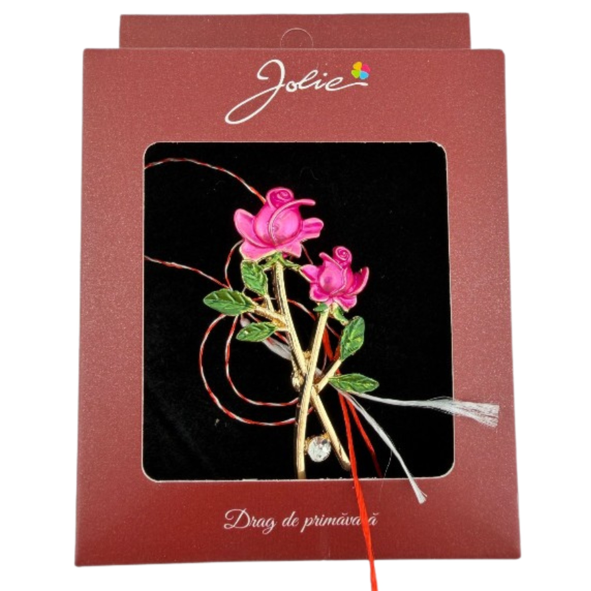 Brosa Vintage, Jolie, Material Metal, Ambalaj Carton, Dimensiune Brosa Aproximativ 4-6 cm, Model Trandafiri, Roz