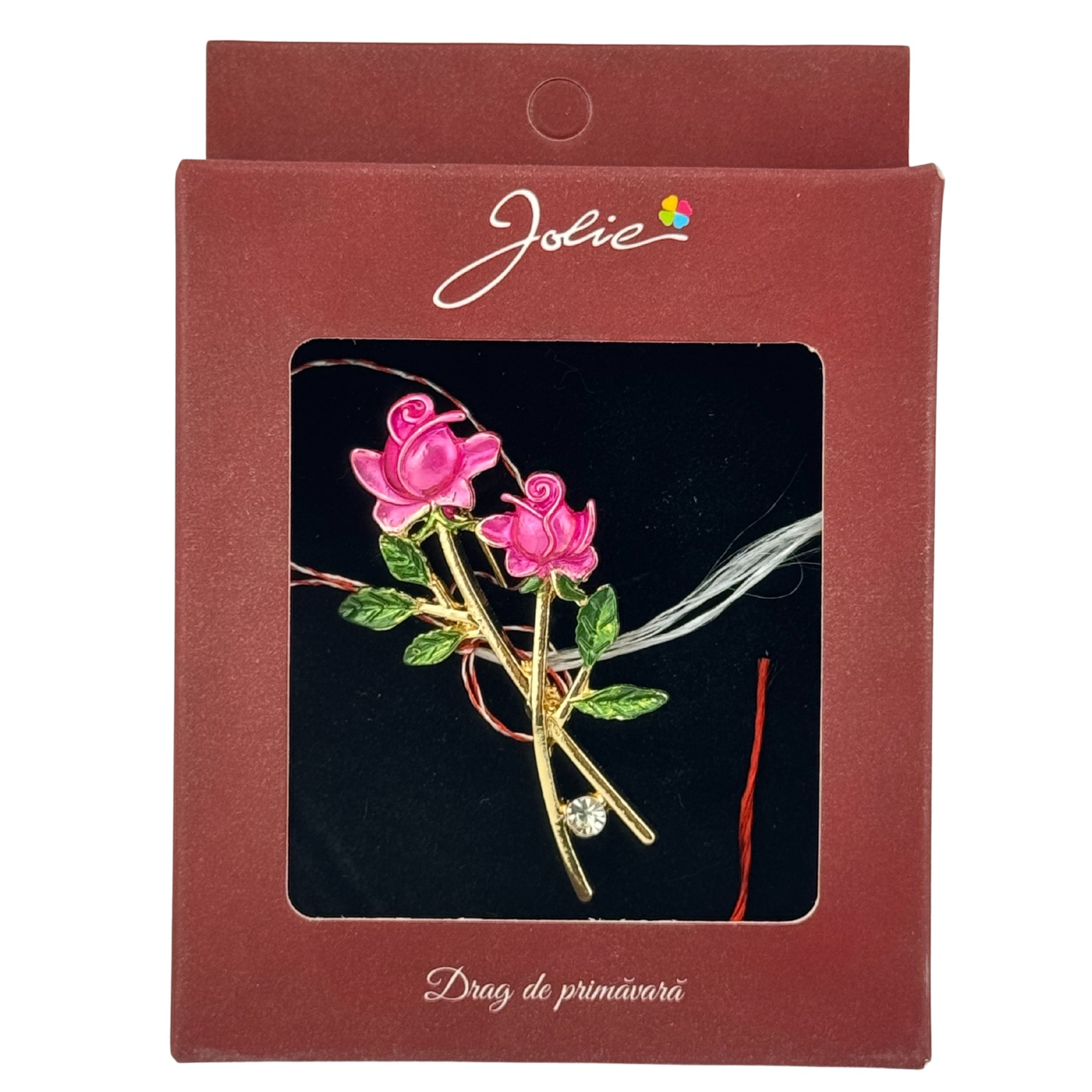 Martisoare Brosa Vintage - Brosa Vintage, Jolie, Material Metal, Ambalaj Carton, Dimensiune Brosa Aproximativ 4-6 cm, Model Trandafiri, Roz